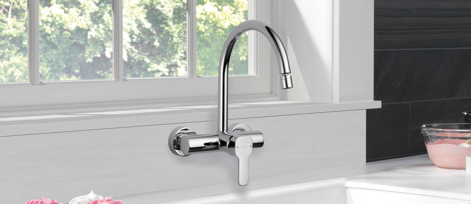 Single Handle Onl Wall Kitchen Faucet, image 1