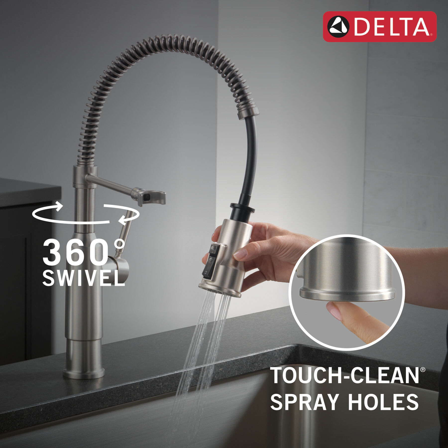 Single-Handle Pull-Down Spring Kitchen Faucet, image 7
