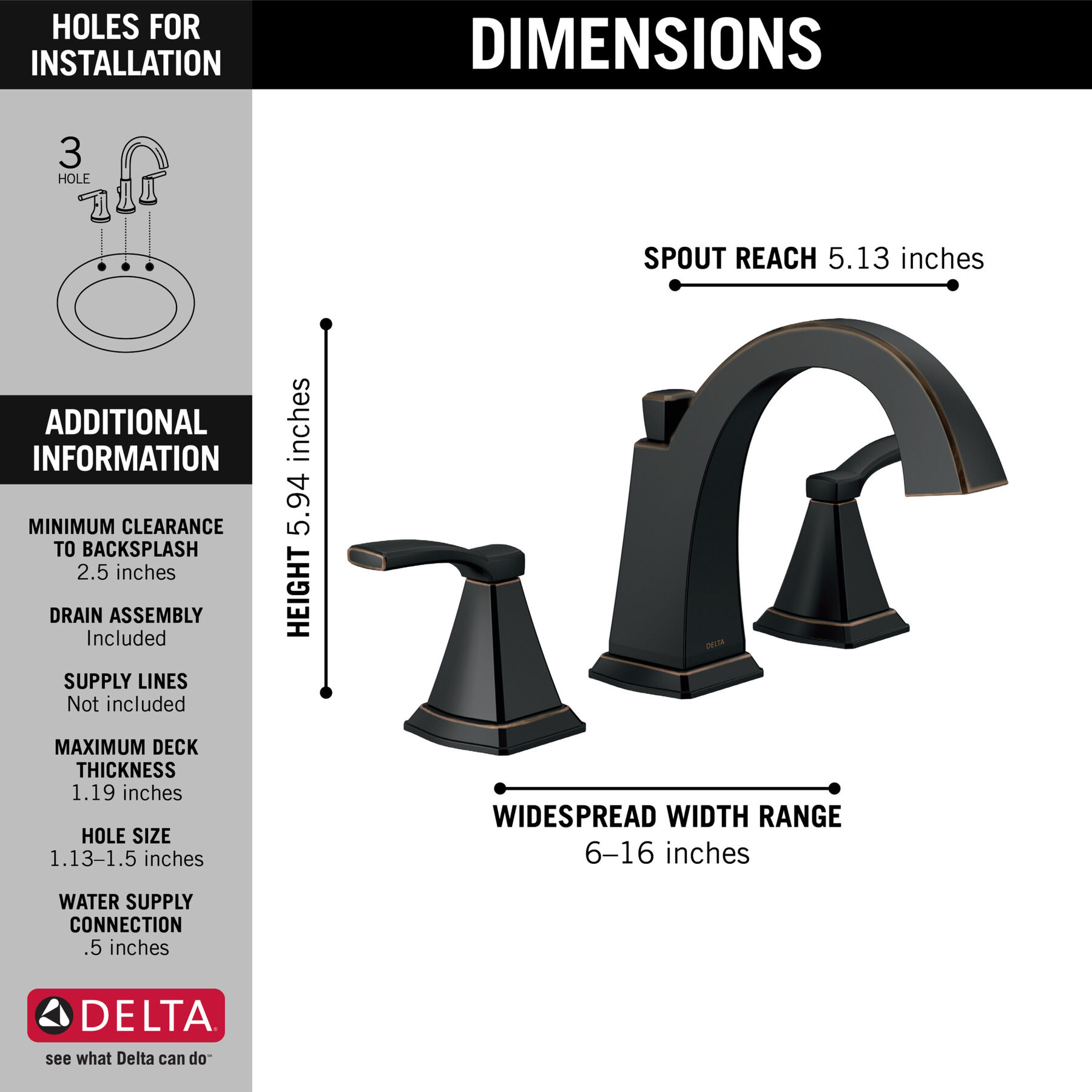 Llave para baño de extensión con dos manijas, imagen 1