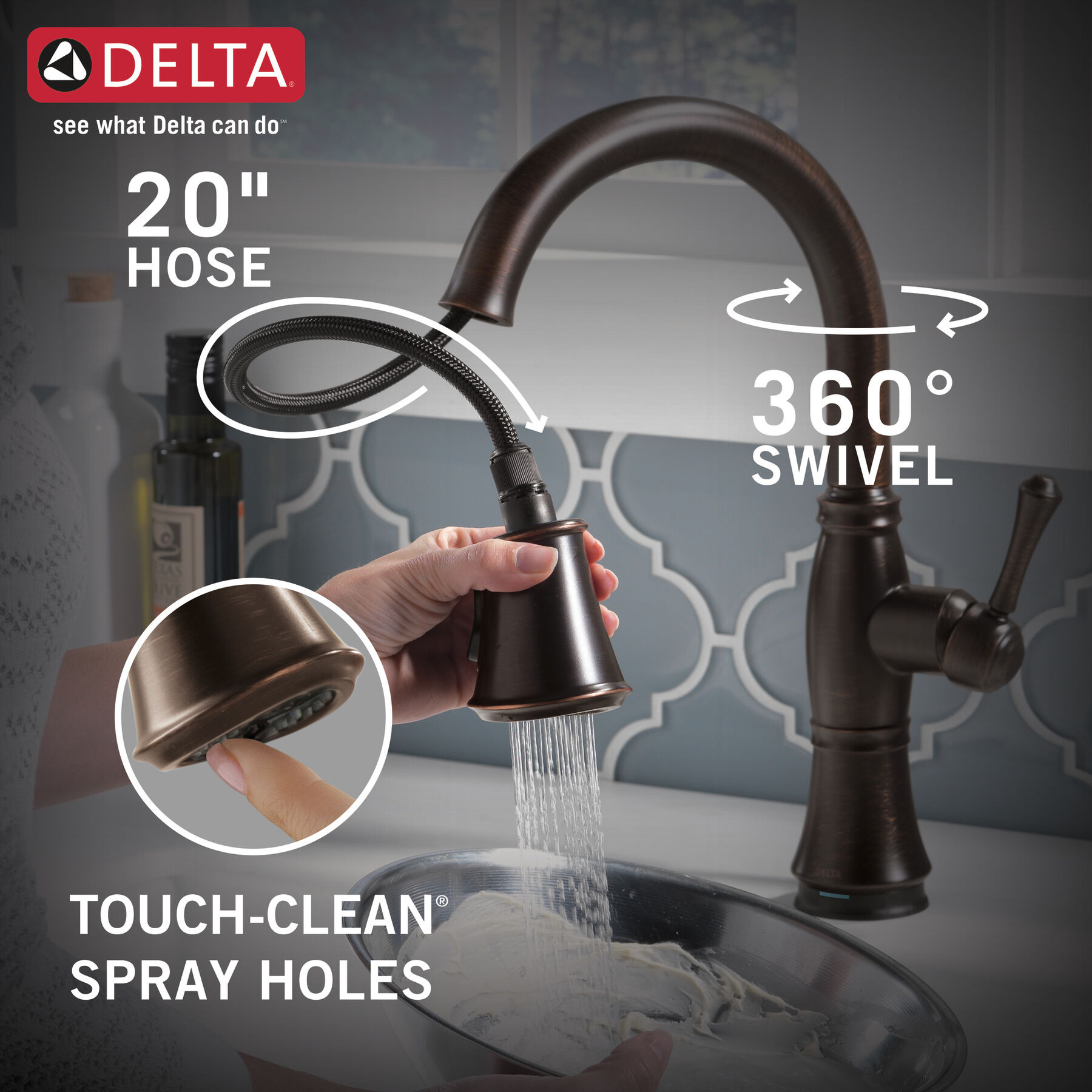Llave para cocina monomando extensible con tecnologías Touch<sub>2</sub>O® y ShieldSpray®, imagen 27