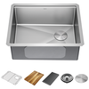 Lavabo de cocina tipo estación de trabajo con un receptáculo de acero inoxidable calibre 16 de 23" de montaje bajo encimera, con reborde WorkFlow™ y accesorios
