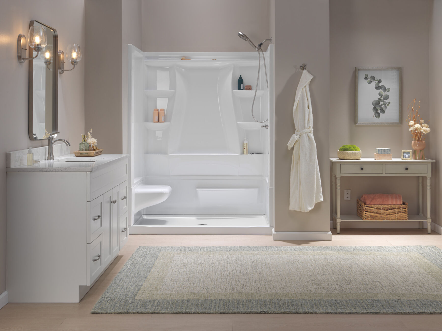 60x32 Alcove Shower Bundle - Left Seat Center Drain, image 1