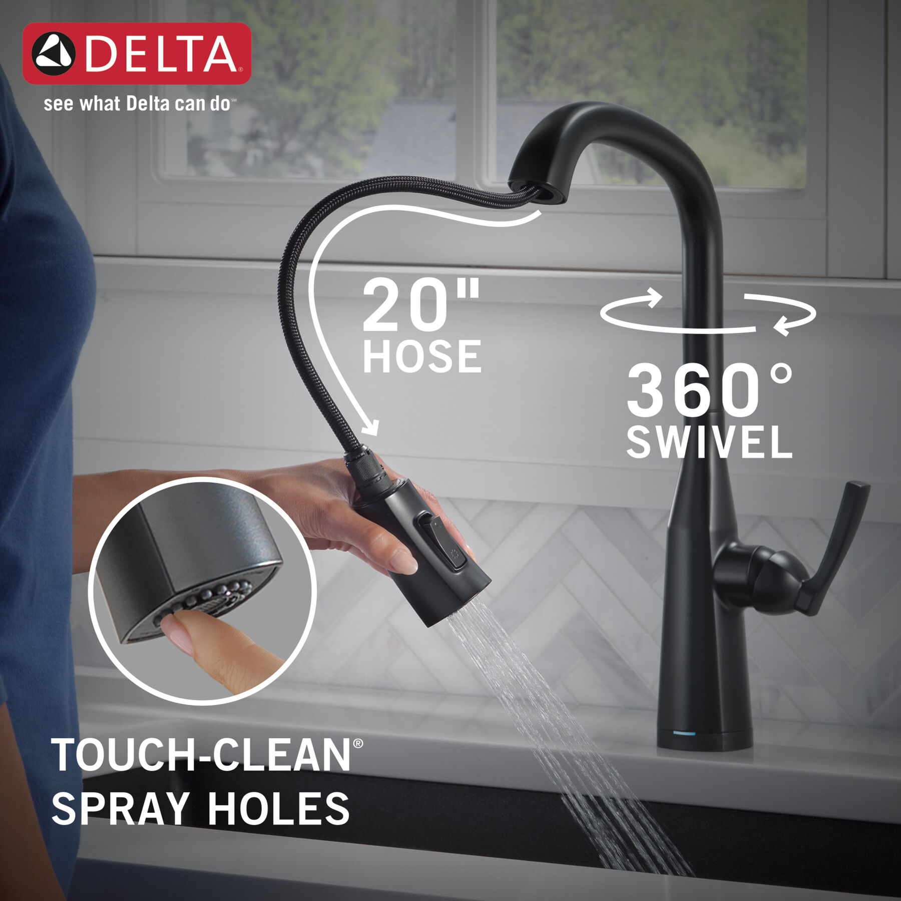Llave para cocina monomando extensible con tecnología Touch<sub>2</sub>O®, imagen 4