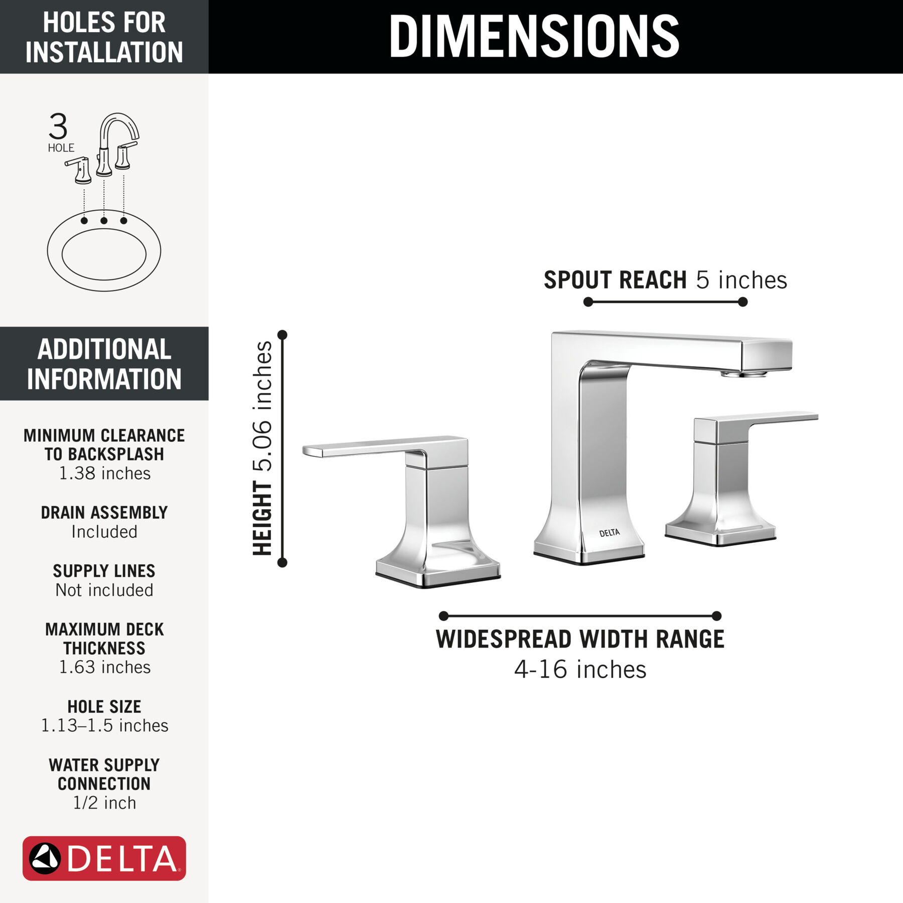 Llave para baño de extensión con dos manijas, imagen 1