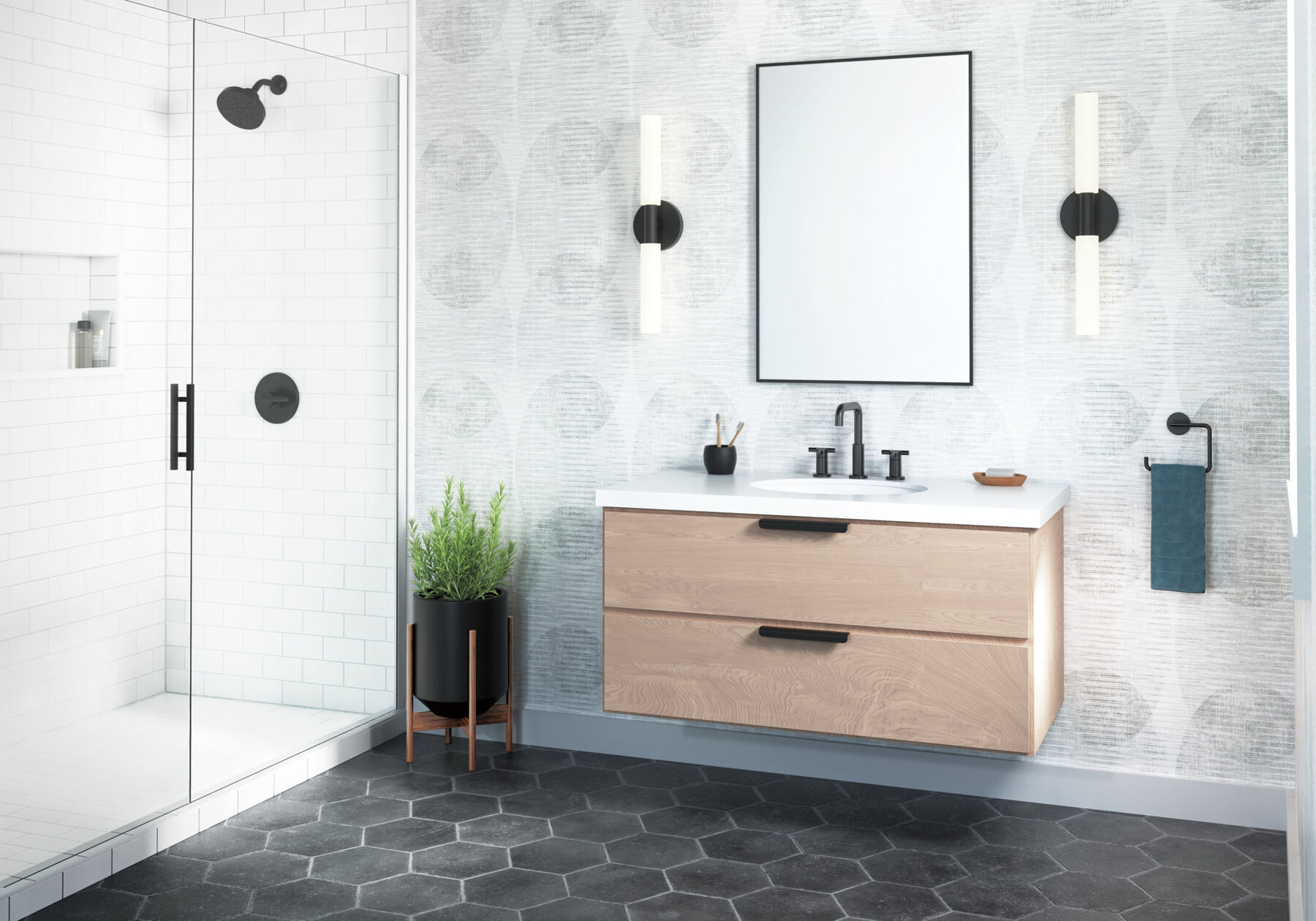 Widespread Lavatory Faucet with Shower Trim Bundle - 14 Series, image 1