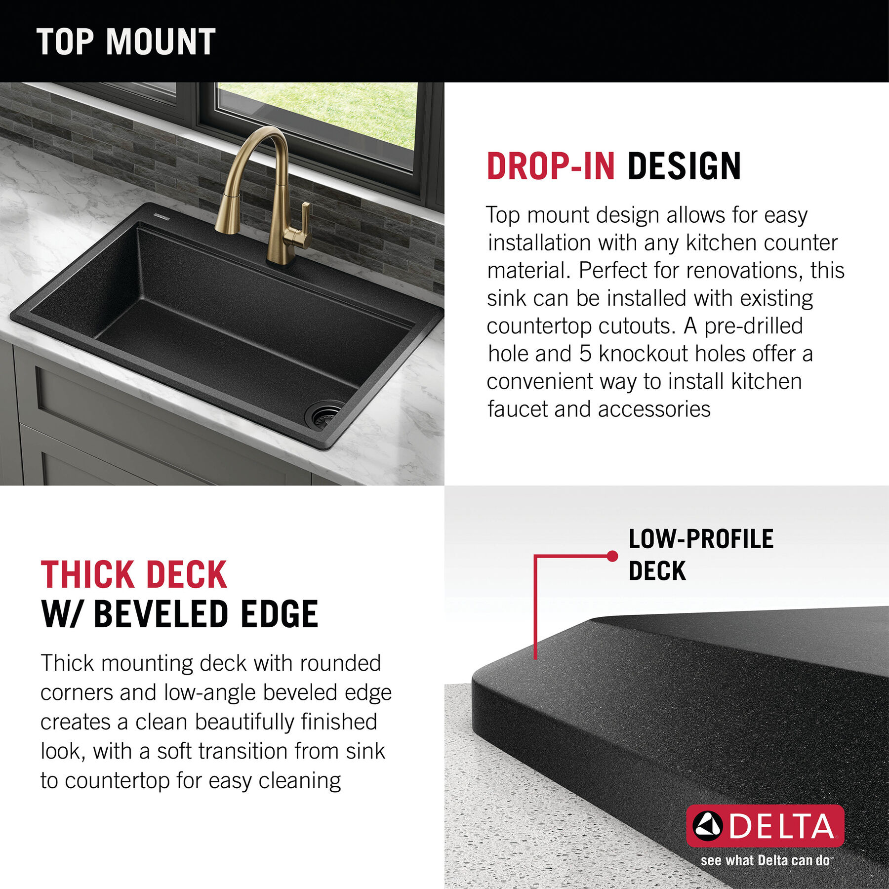 Lavabo de cocina tipo estación de trabajo con un receptáculo de compuesto de granito de 33" de montaje superior encastrado, con reborde WorkFlow™ y accesorios, imagen 13