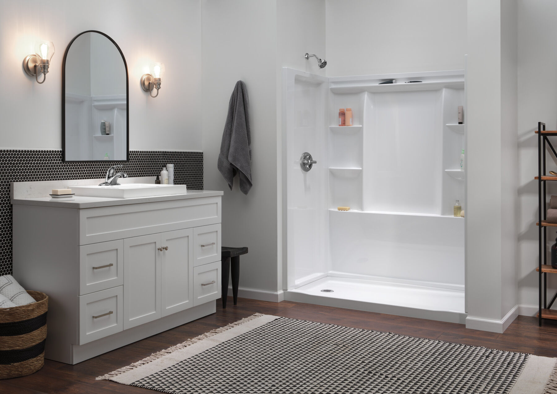 60x32 Alcove Shower Bundle with Trim and Drain - Left Drain, image 2