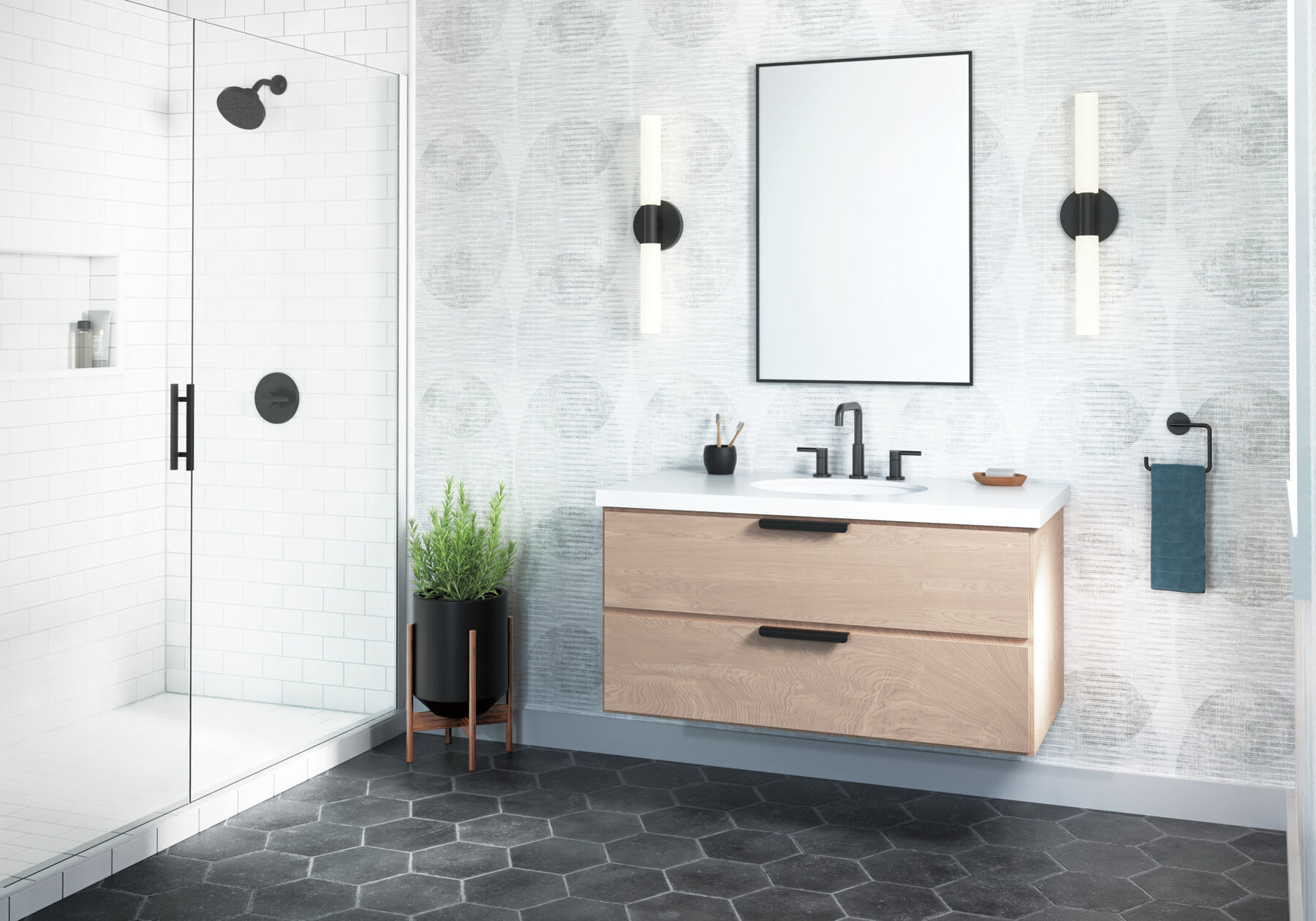 Widespread Lavatory Faucet with Shower Trim Bundle - 14 Series, image 1