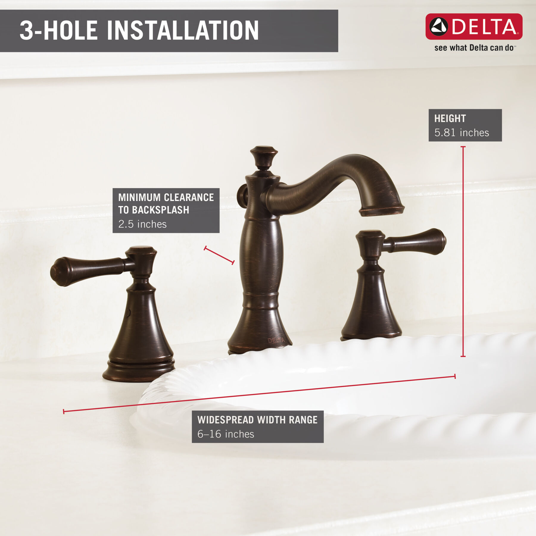 Llave para baño de extensión con dos manijas (producto recertificado), imagen 1