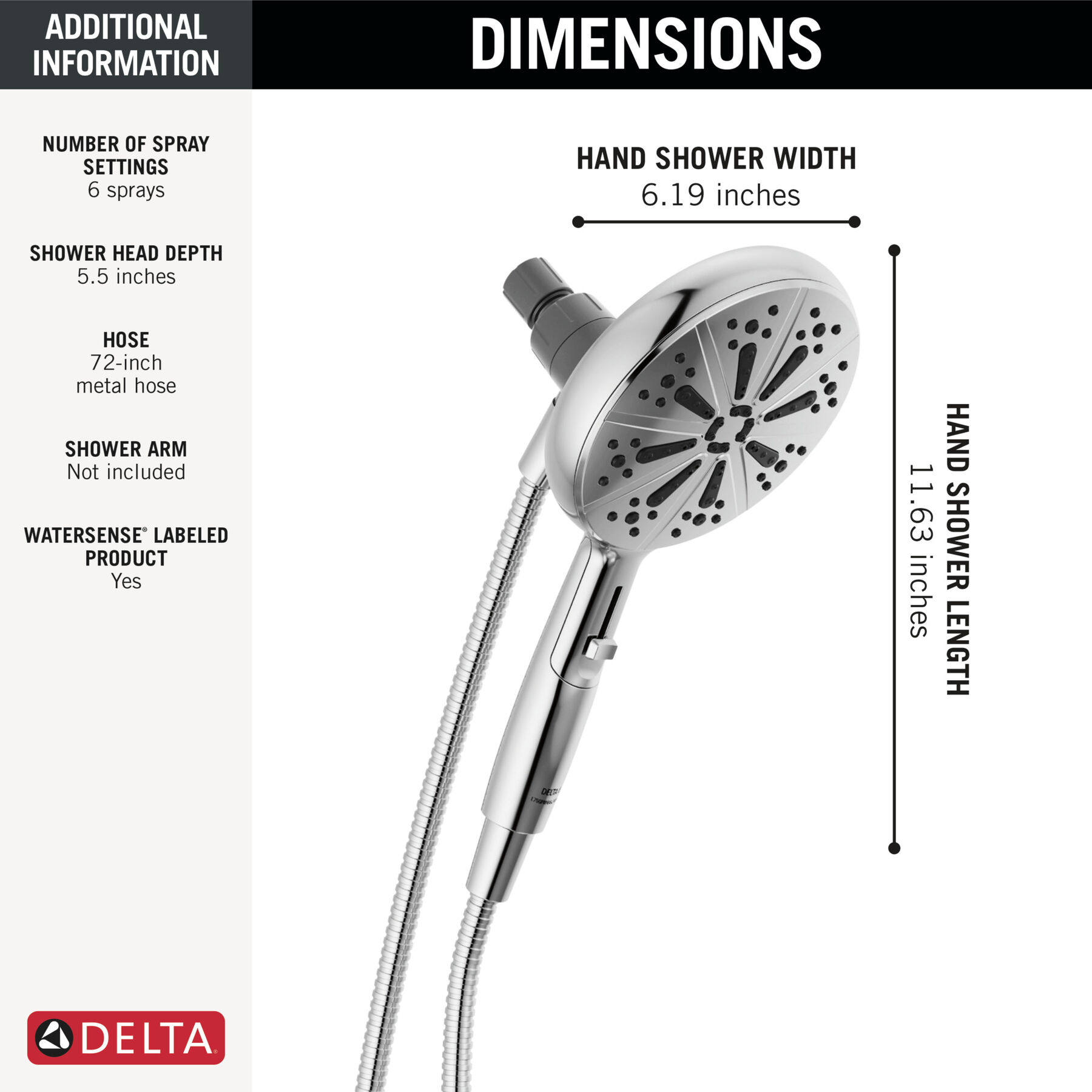 6-Setting SureDock® Magnetic Hand Shower, image 7