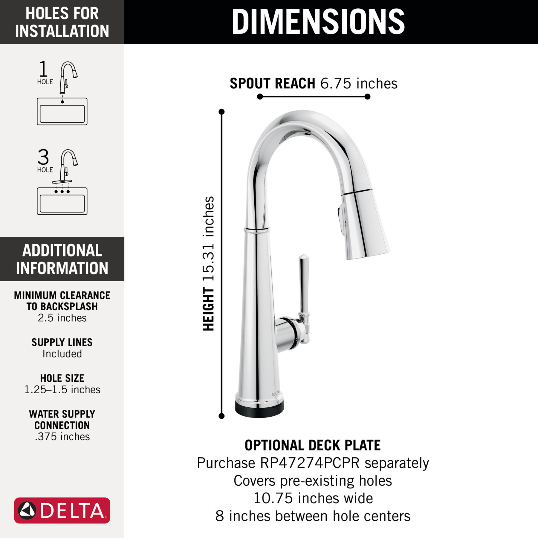 Single Handle Pull-Down Bar/Prep Faucet with Touch<sub>2</sub>O® Technology, image 1