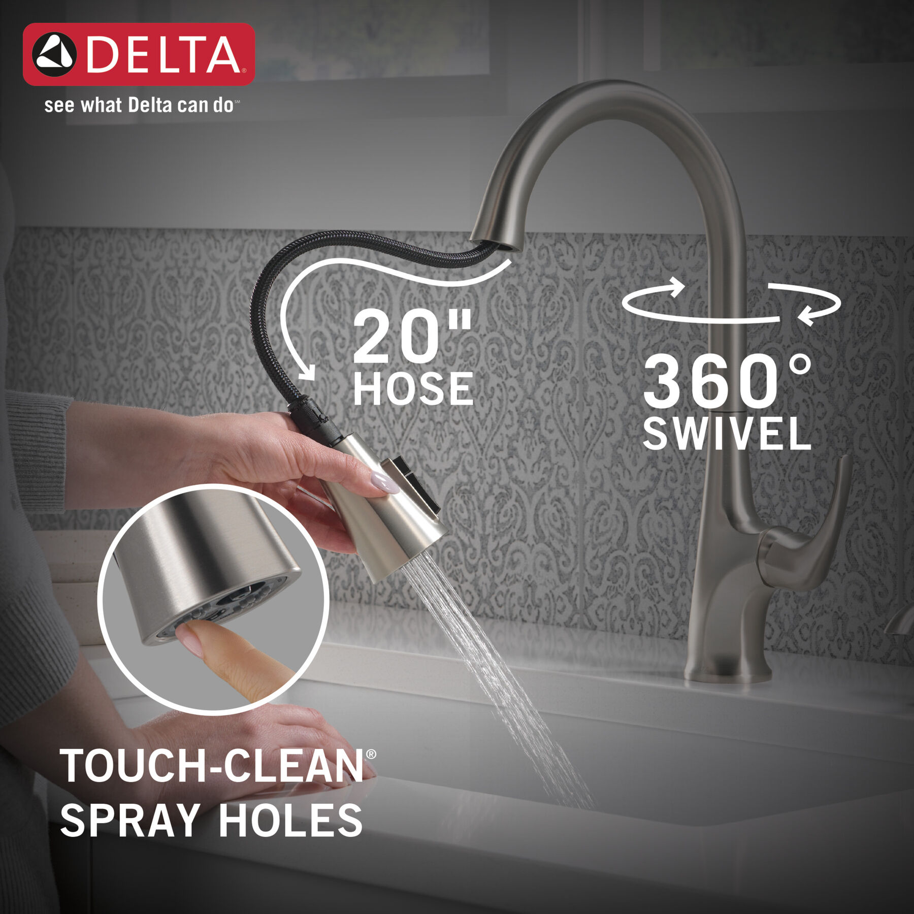 Llave para cocina monomando extensible con dispensador de jabón y tecnología ShieldSpray, imagen 5