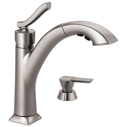 Llave extensible para cocina de una manija con dispensador de jabón