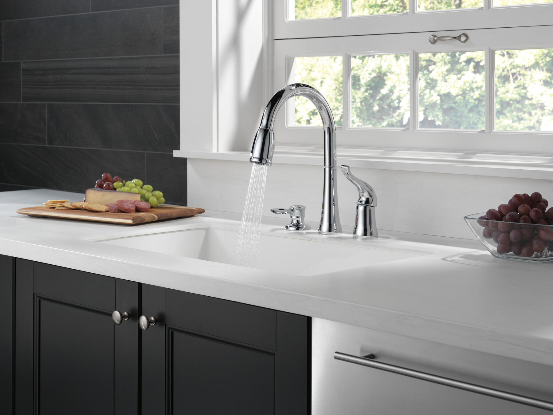 Llave para cocina monomando extensible con dispensador de jabón, imagen 4