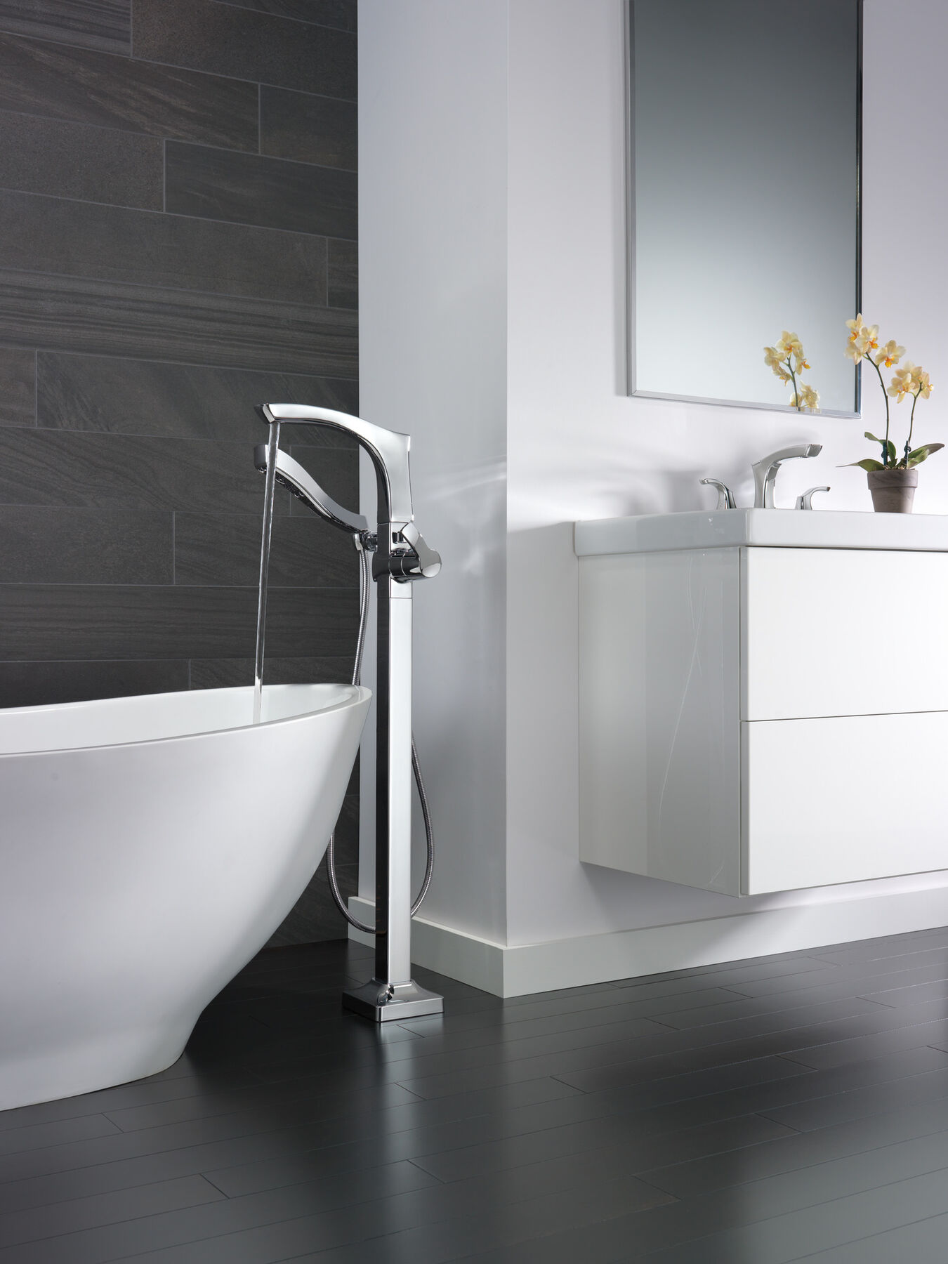 Llave para baño de extensión con dos manijas, emergente de metal, imagen 5