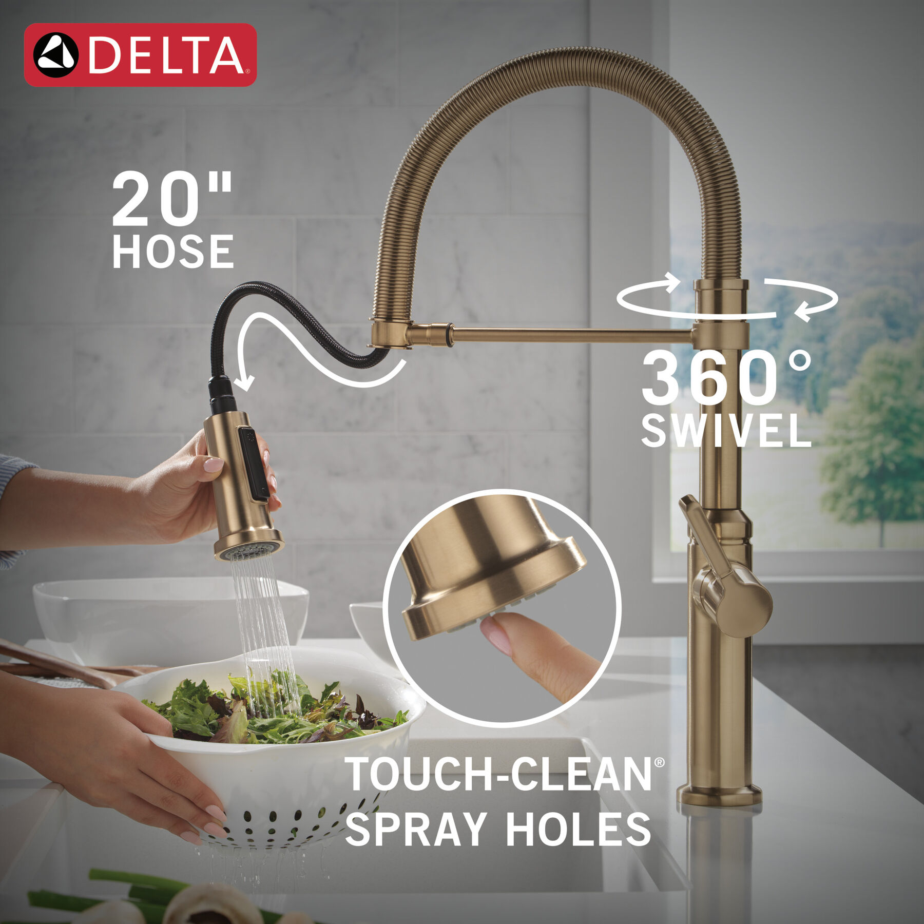 Single Handle Pull-Down Spring Kitchen Faucet, image 7