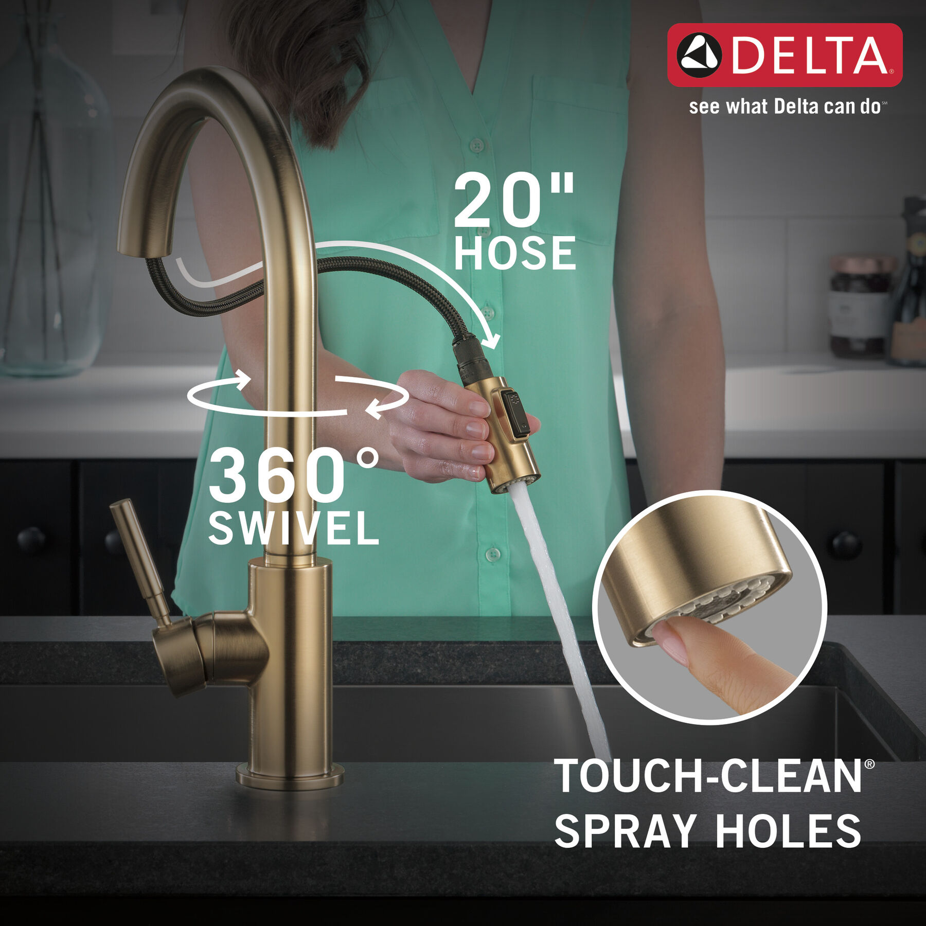 Llave para cocina monomando extensible con dispensador de jabón, imagen 4