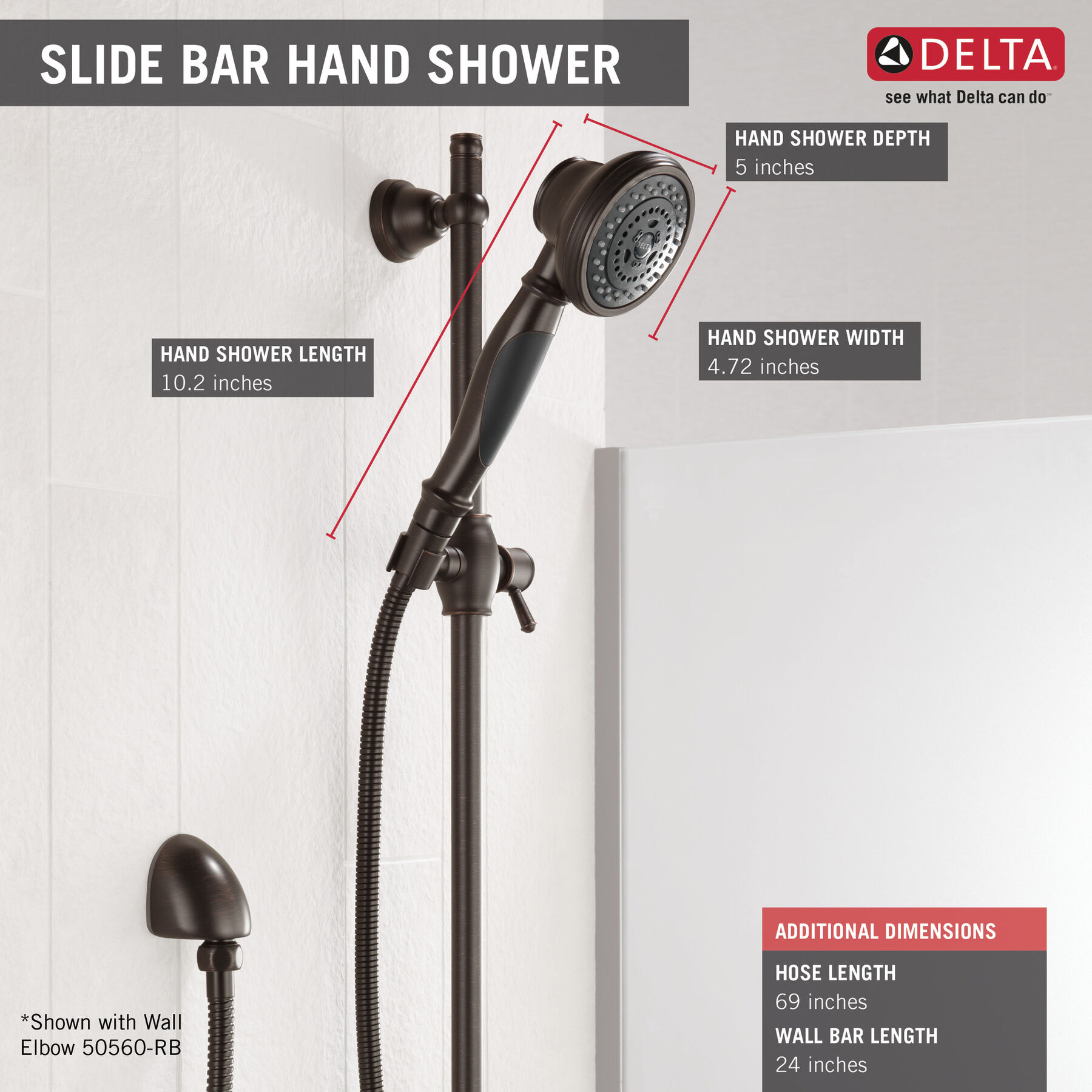 Ducha manual premium de 3 funciones con barra deslizante, imagen 4