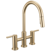 Llave para cocina tipo puente extensible con dos manijas
