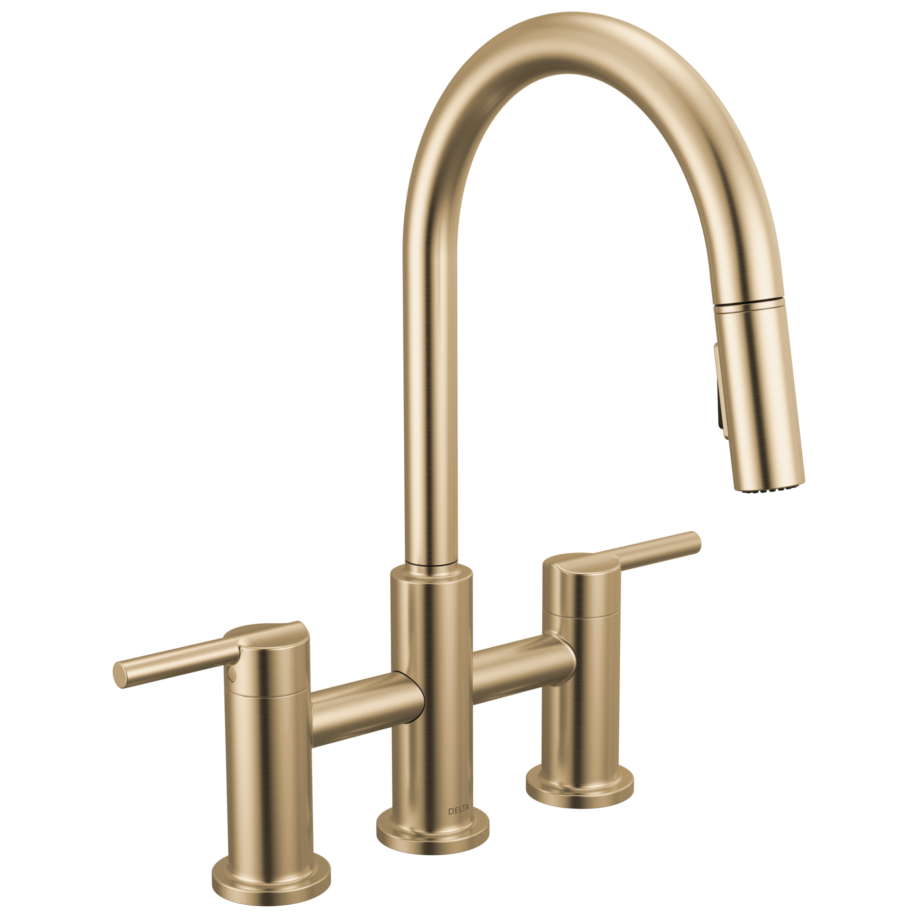Llave para cocina tipo puente extensible con dos manijas