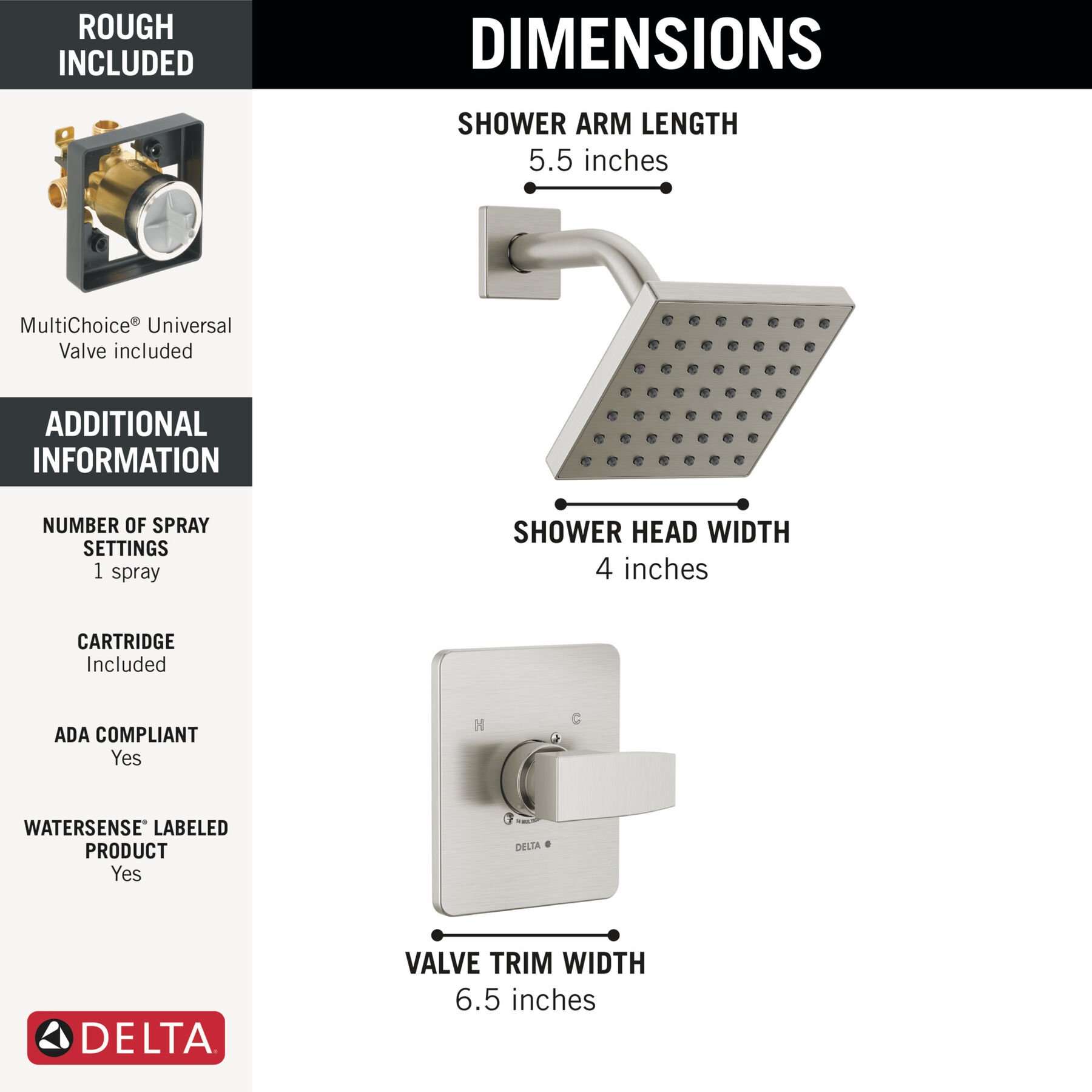 Single-Hole Lavatory Faucet with Shower Trim and Rough Bundle - 14 Series, image 2
