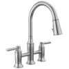 Llave para cocina tipo puente extensible con dos manijas