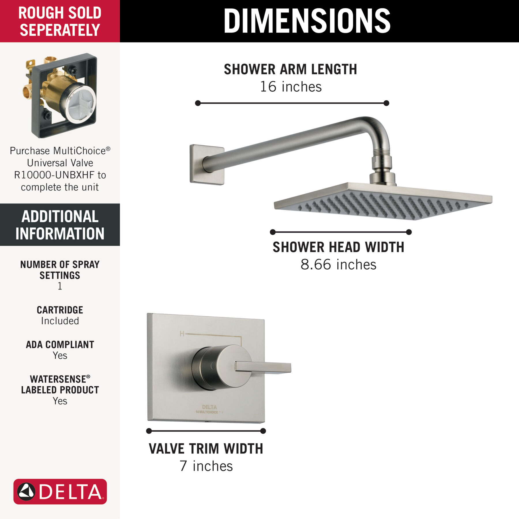 Widespread Lavatory Faucet with Shower Trim Bundle - 14 Series, image 2
