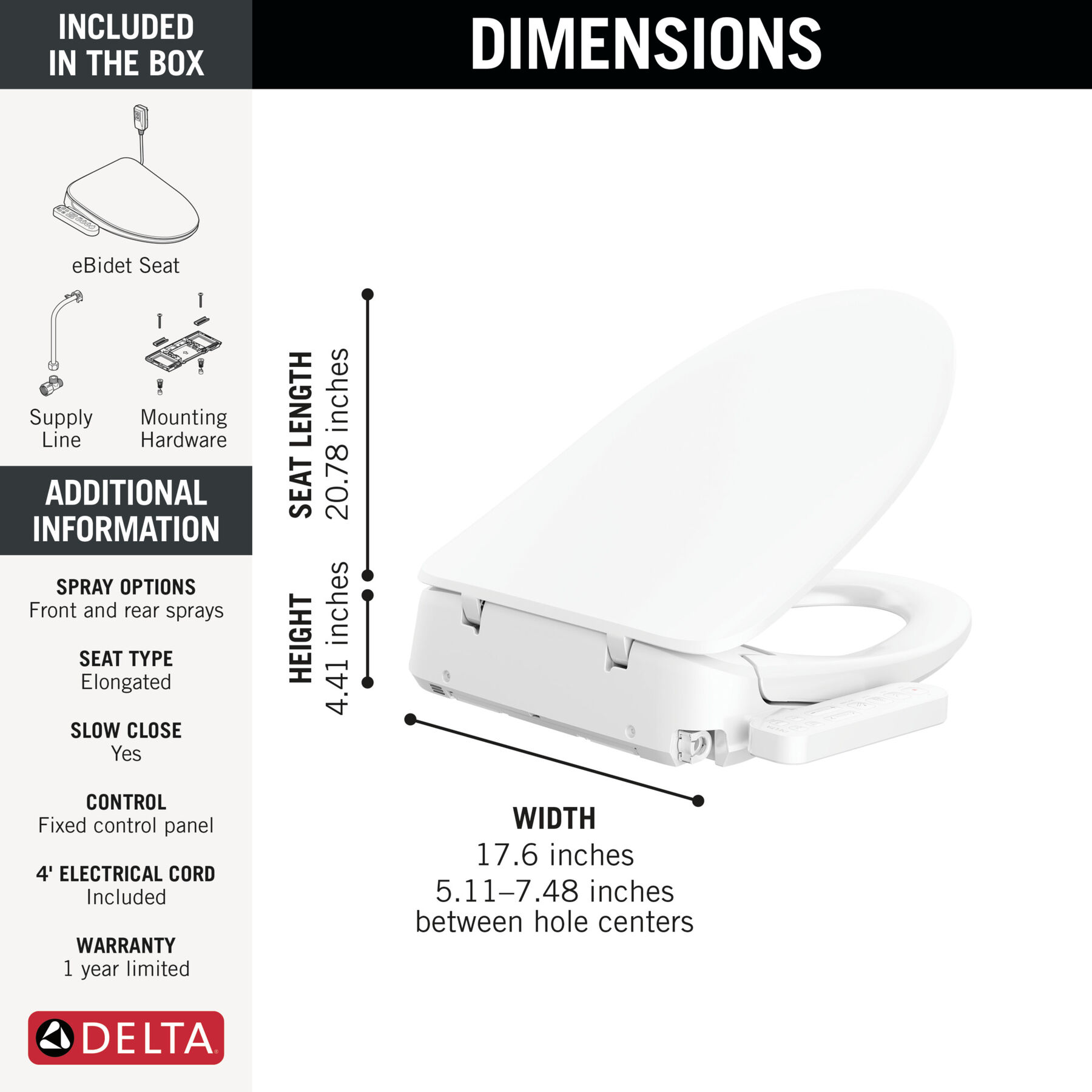 Standard Elongated Electric Bidet Toilet Seat, image 34