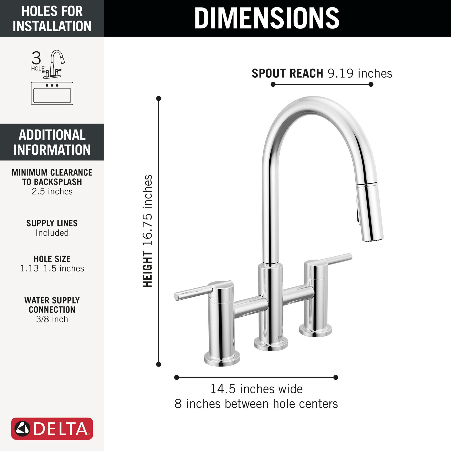 Llave para cocina tipo puente extensible con dos manijas, imagen 1