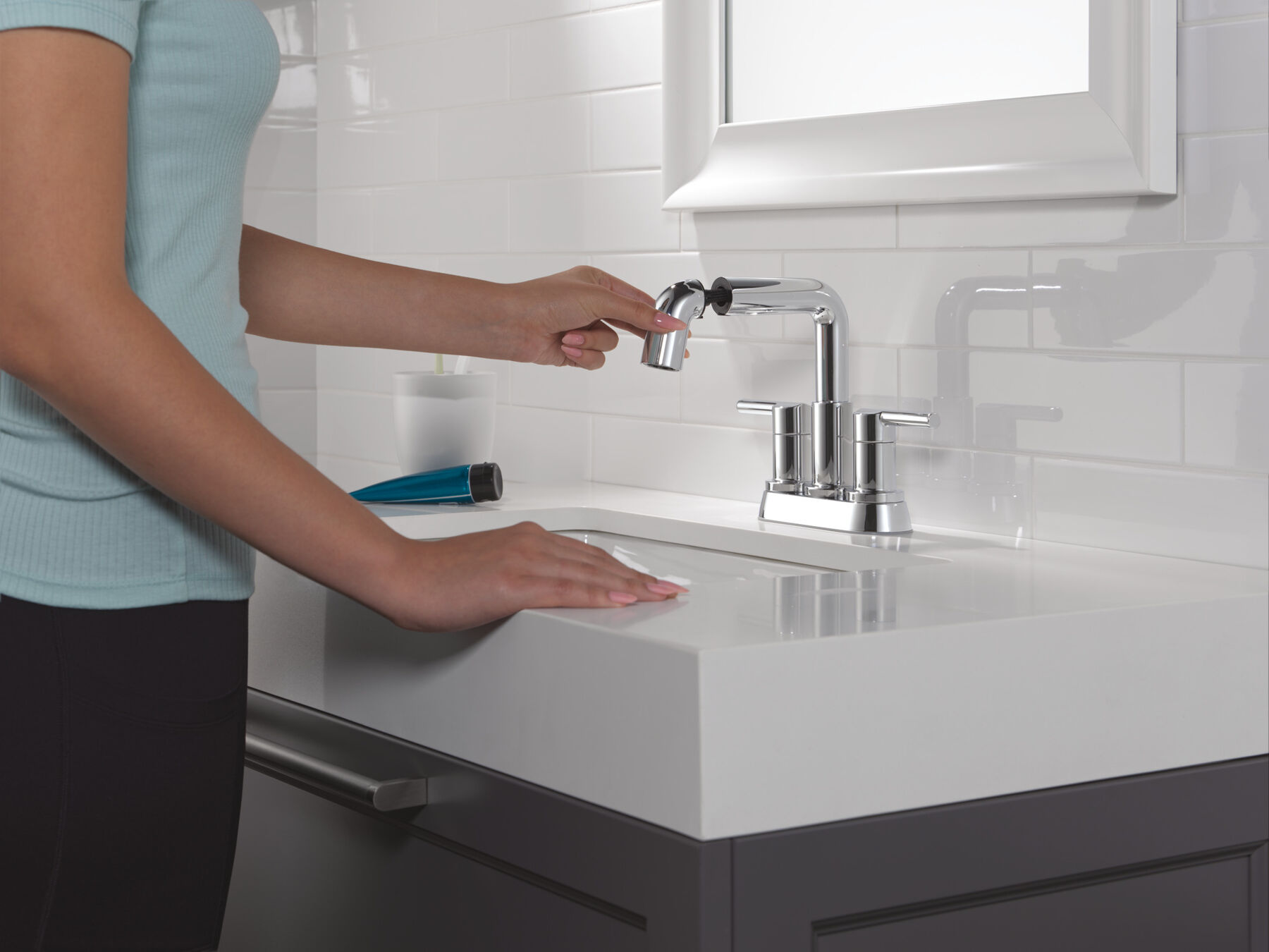 Llave para baño extensible de combinación de dos manijas, imagen 4