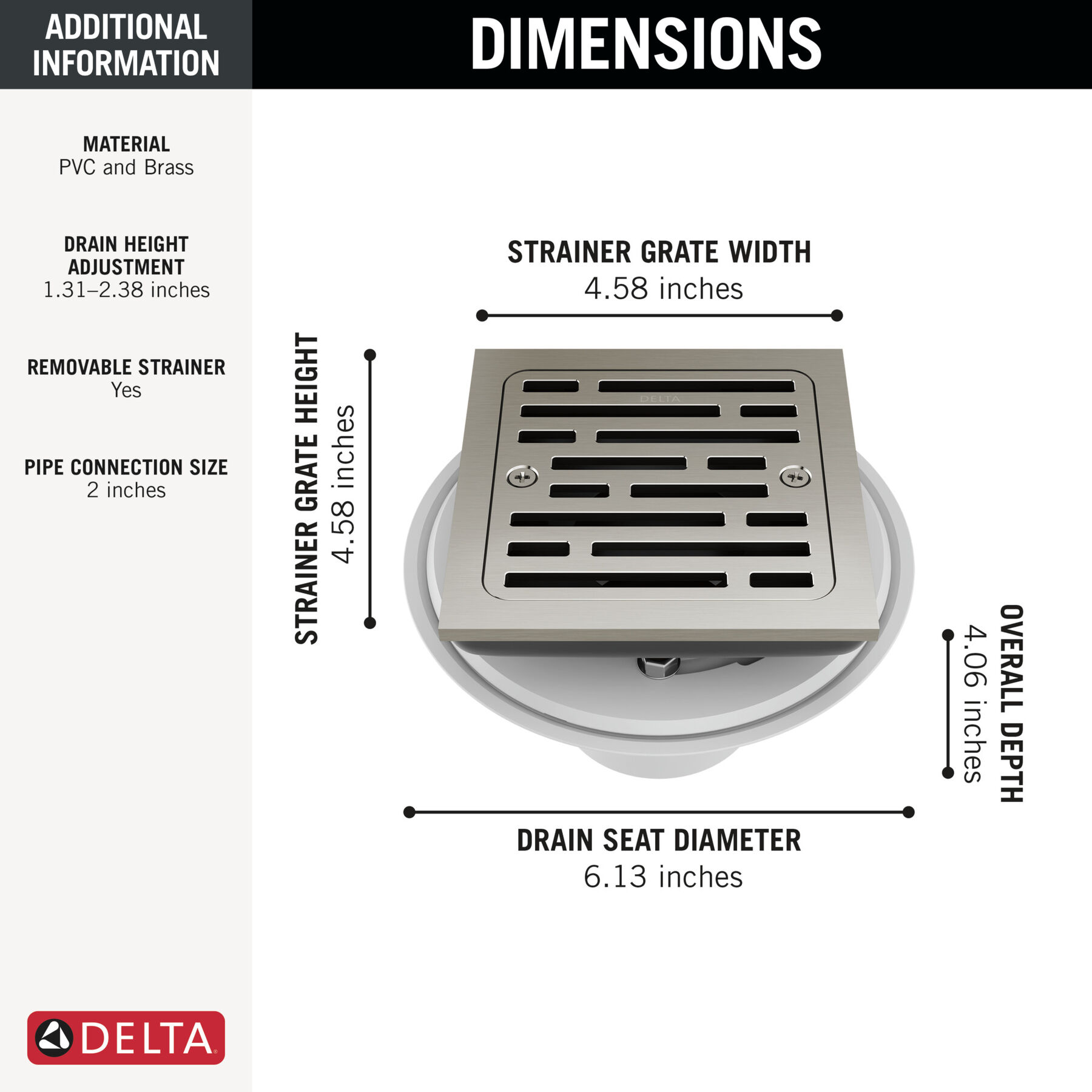 4" Tile-In Square Shower Drain (Recertified), image 1