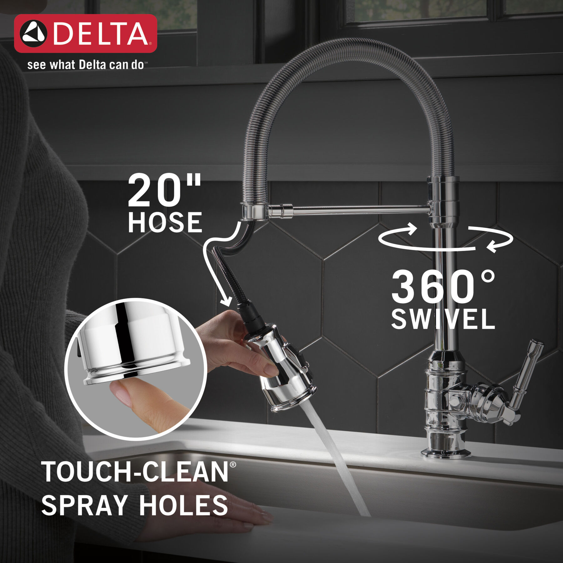 Llave para cocina monomando extensible con salida con resorte, imagen 4