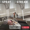 Llave para cocina monomando extensible con dispensador de jabón y tecnología ShieldSpray® (producto recertificado)