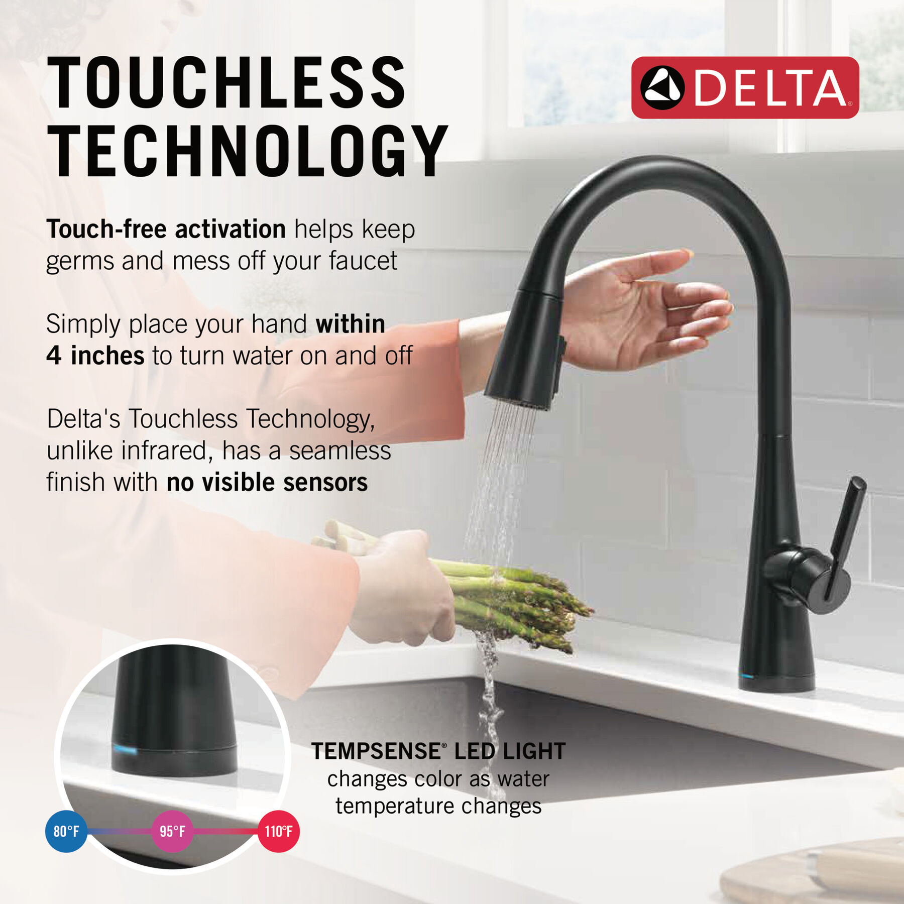Single Handle Pull-Down Touch<sub>2</sub>O® Technology Kitchen Faucet with Touchless Technology, image 12