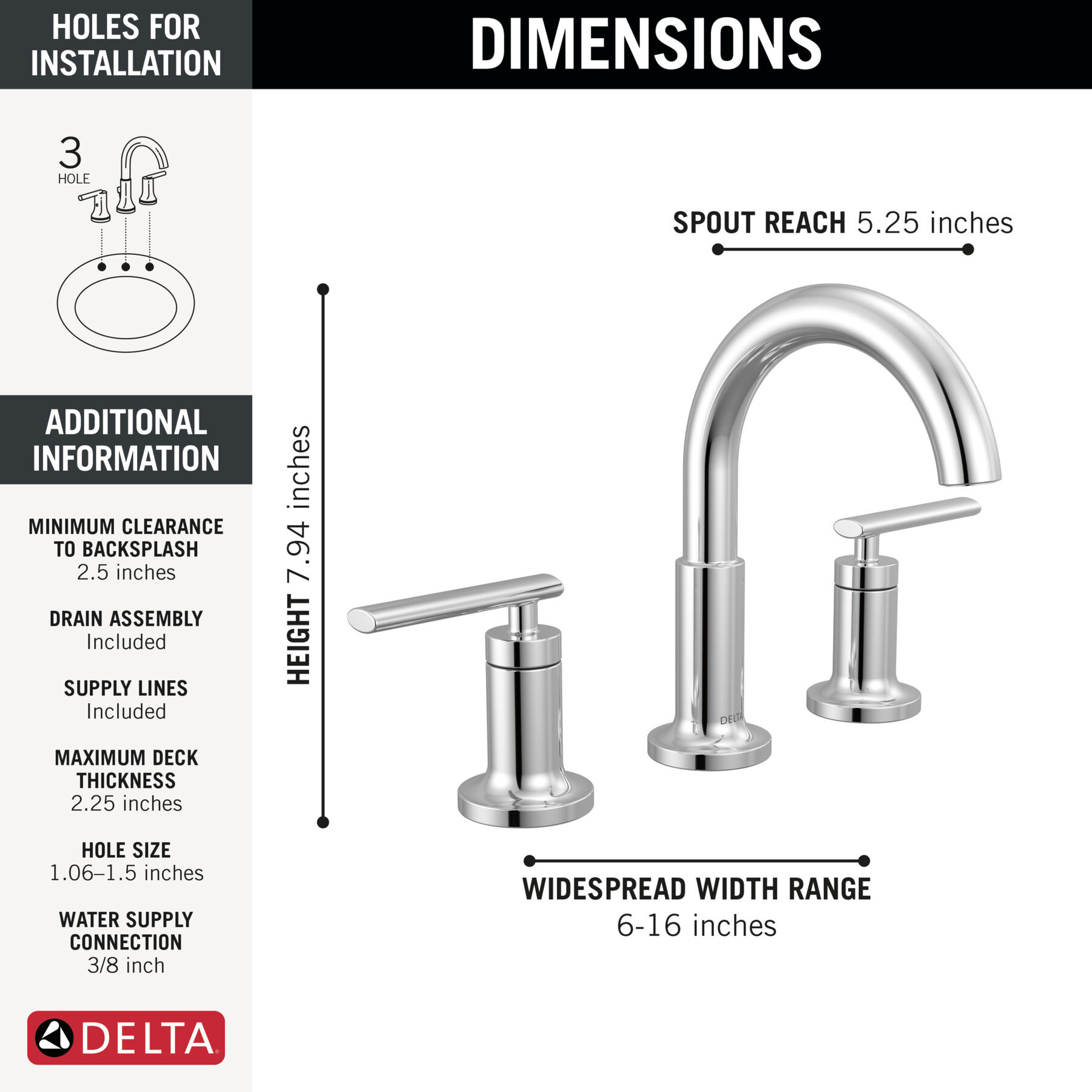 Llave para baño de extensión con dos manijas, imagen 1