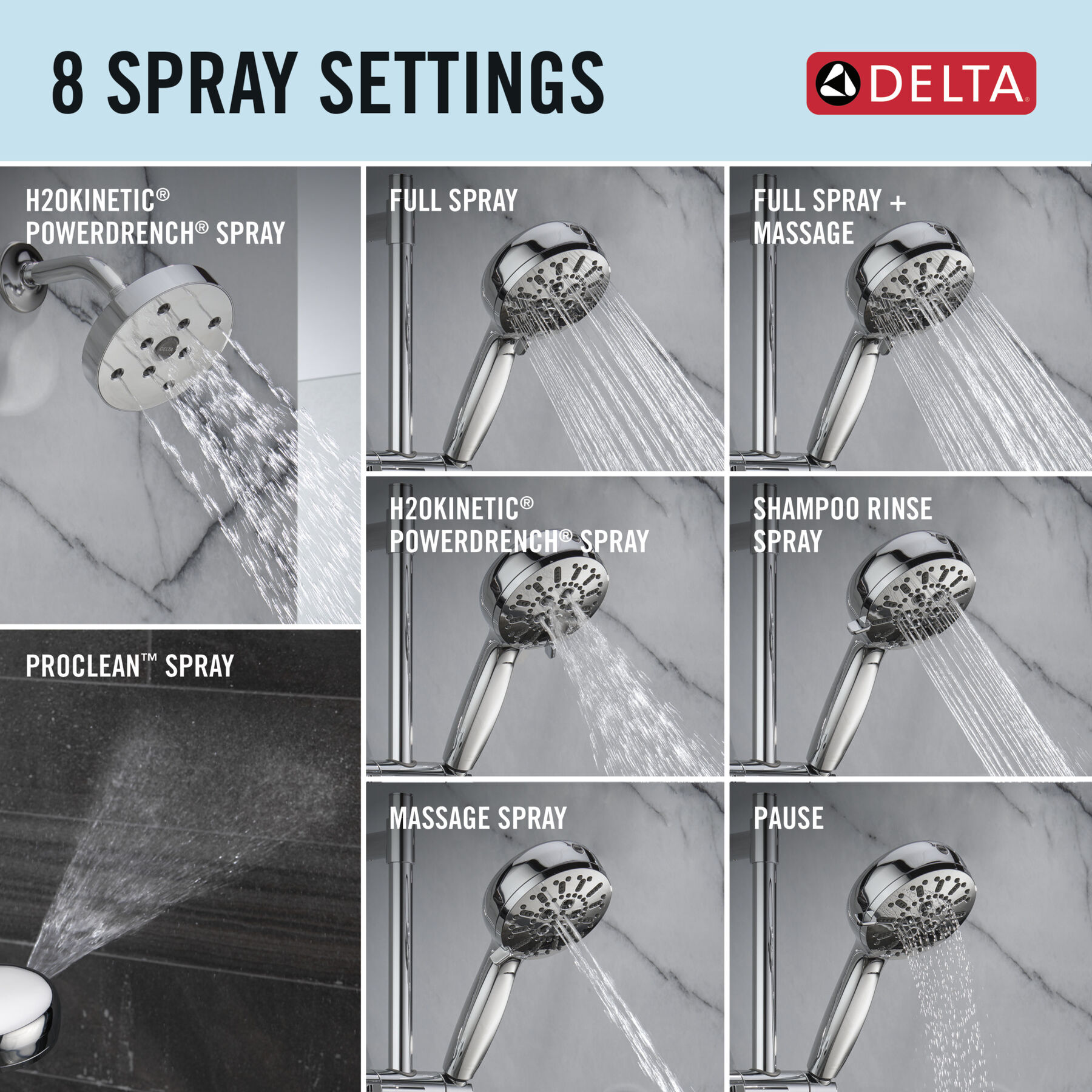 3-Function Custom Shower Bundle with ProClean Hand Shower, image 2
