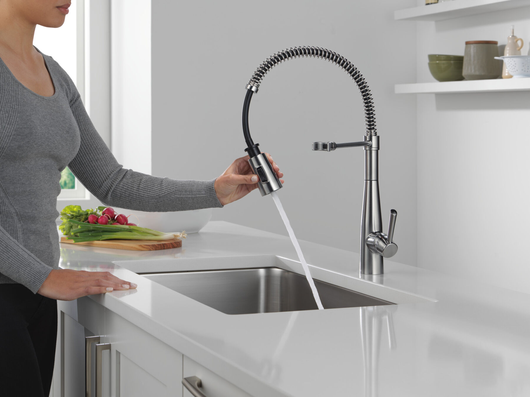 Single-Handle Pull-Down Spring Kitchen Faucet, image 5