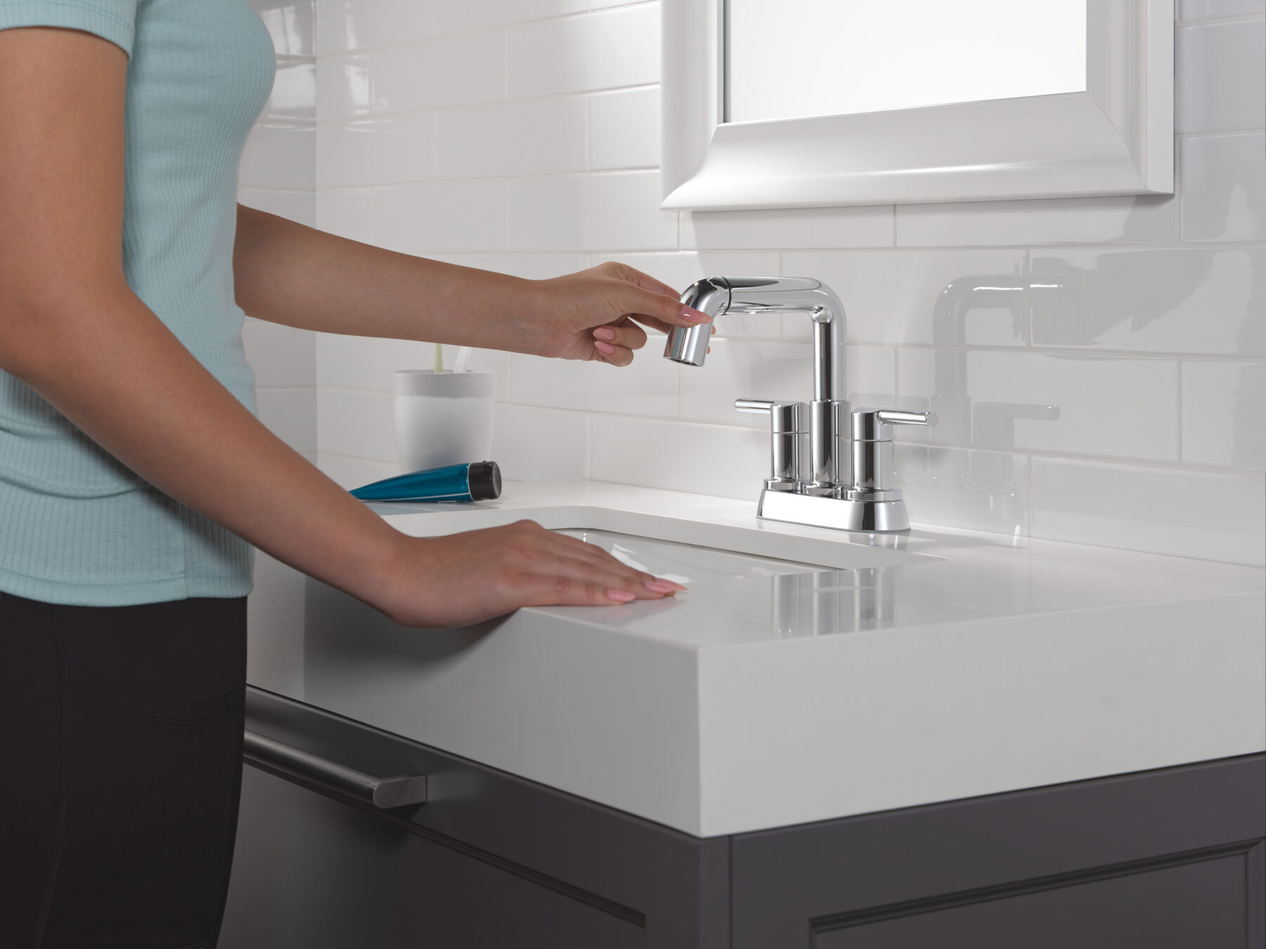 Llave para baño extensible de combinación de dos manijas, imagen 5