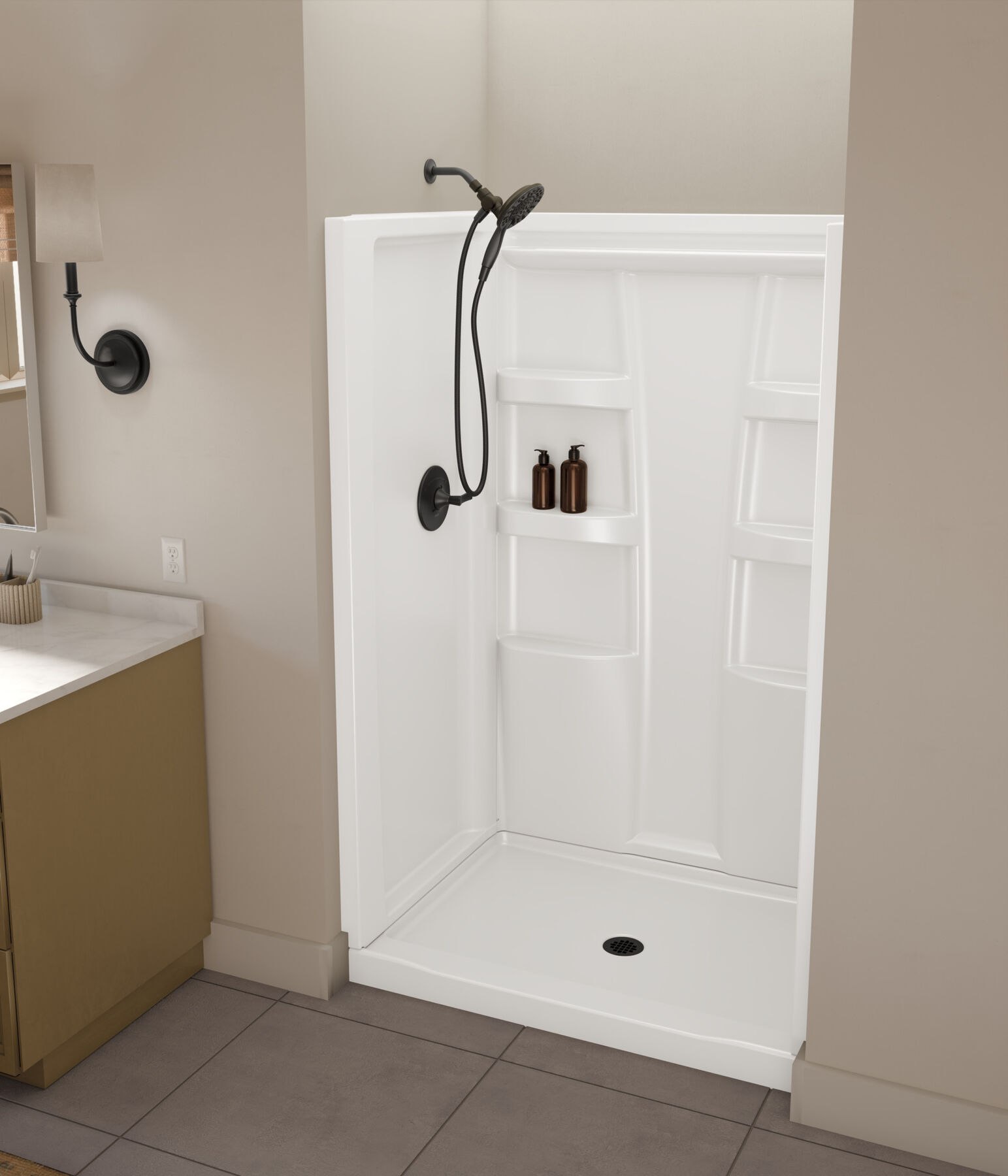 ProCrylic 48 in. x 34 in.Shower Base Center Drain, image 4