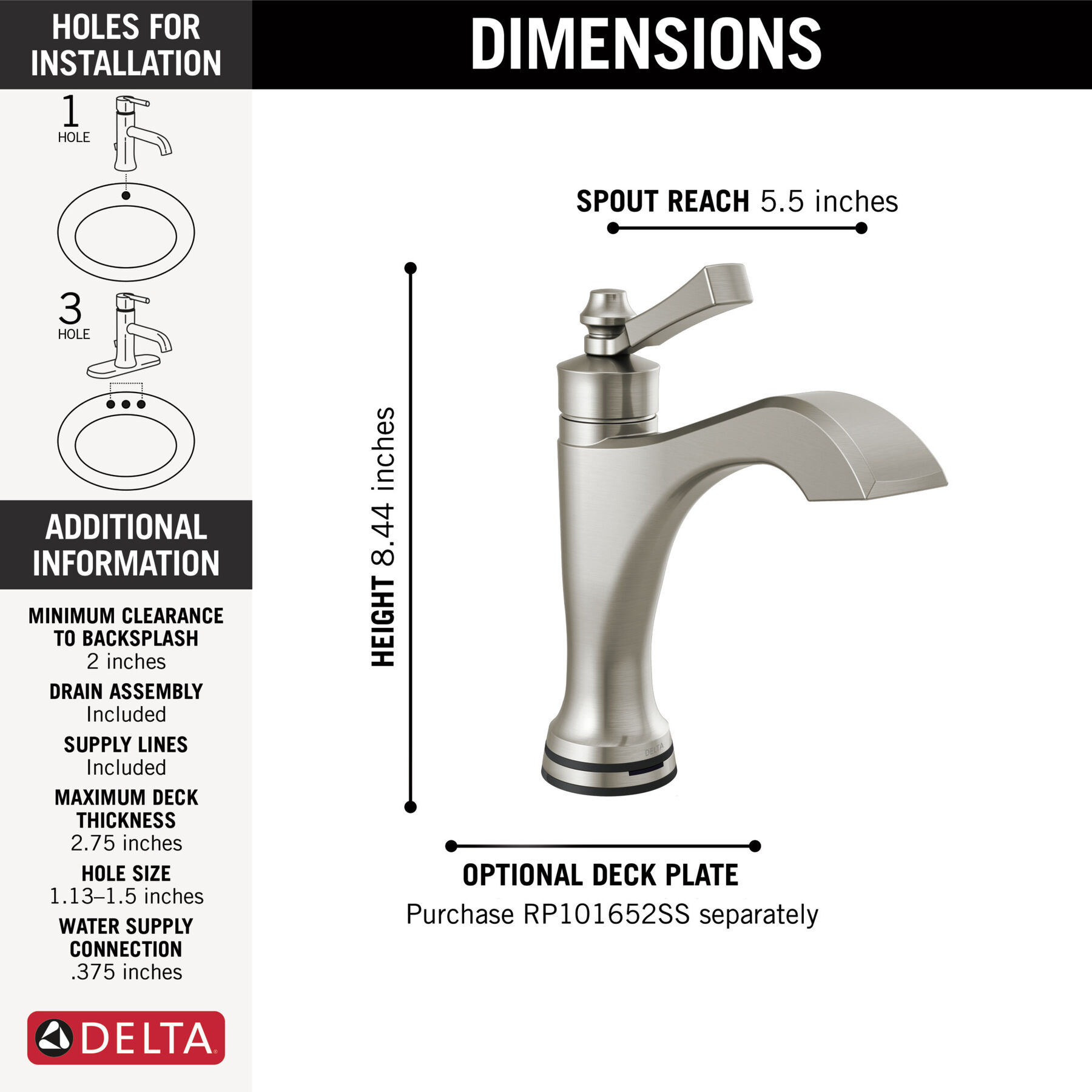 Touch2O® Bathroom Faucet with Touchless Technology, image 1