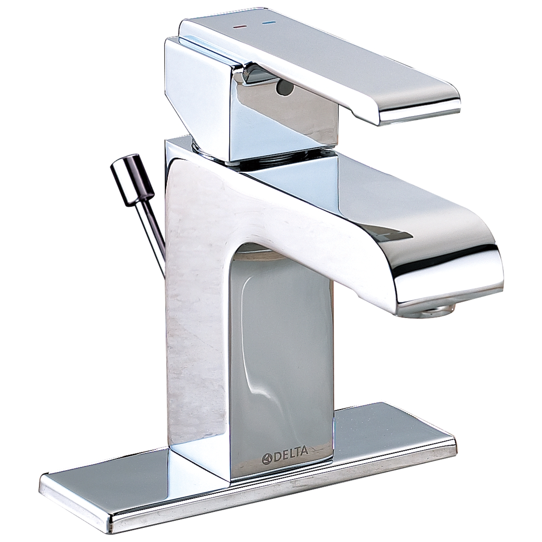 Llave para baño de un orificio - La placa de 4" incluye sistema de válvula cerámica con desagüe emergente