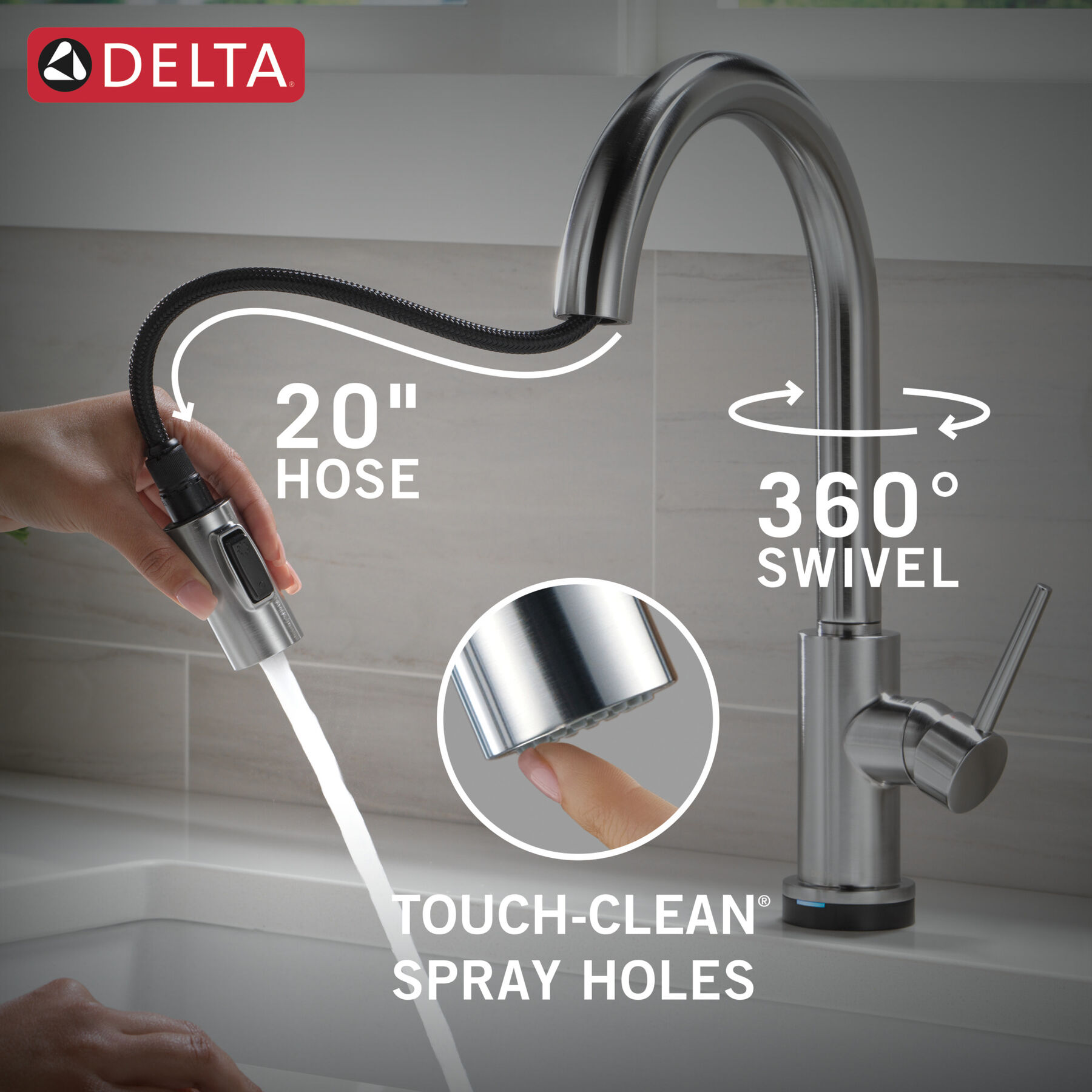 VoiceIQ® Kitchen Faucet with Touch<sub>2</sub>O® Technology with Touchless Technology, image 4