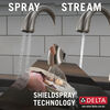 Llave para cocina monomando desplegable con dispensador de jabón y tecnología ShieldSpray®