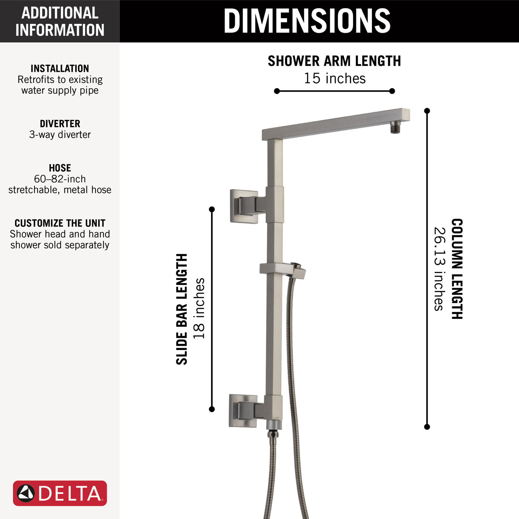 Emerge® 18" Angular Shower Column, image 9
