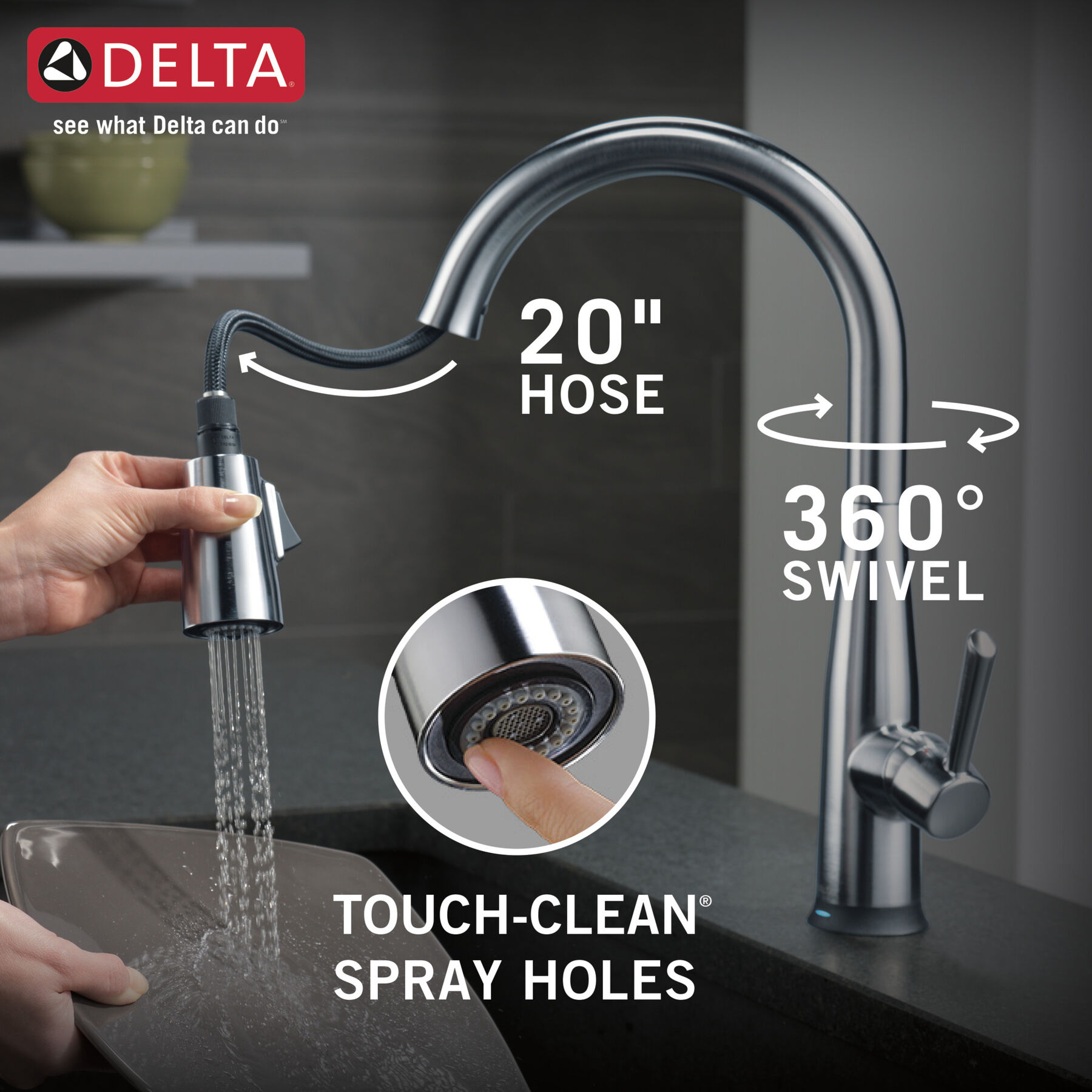 VoiceIQ® Single Handle Pull-Down Faucet with Touch<sub>2</sub>O® Technology, image 13