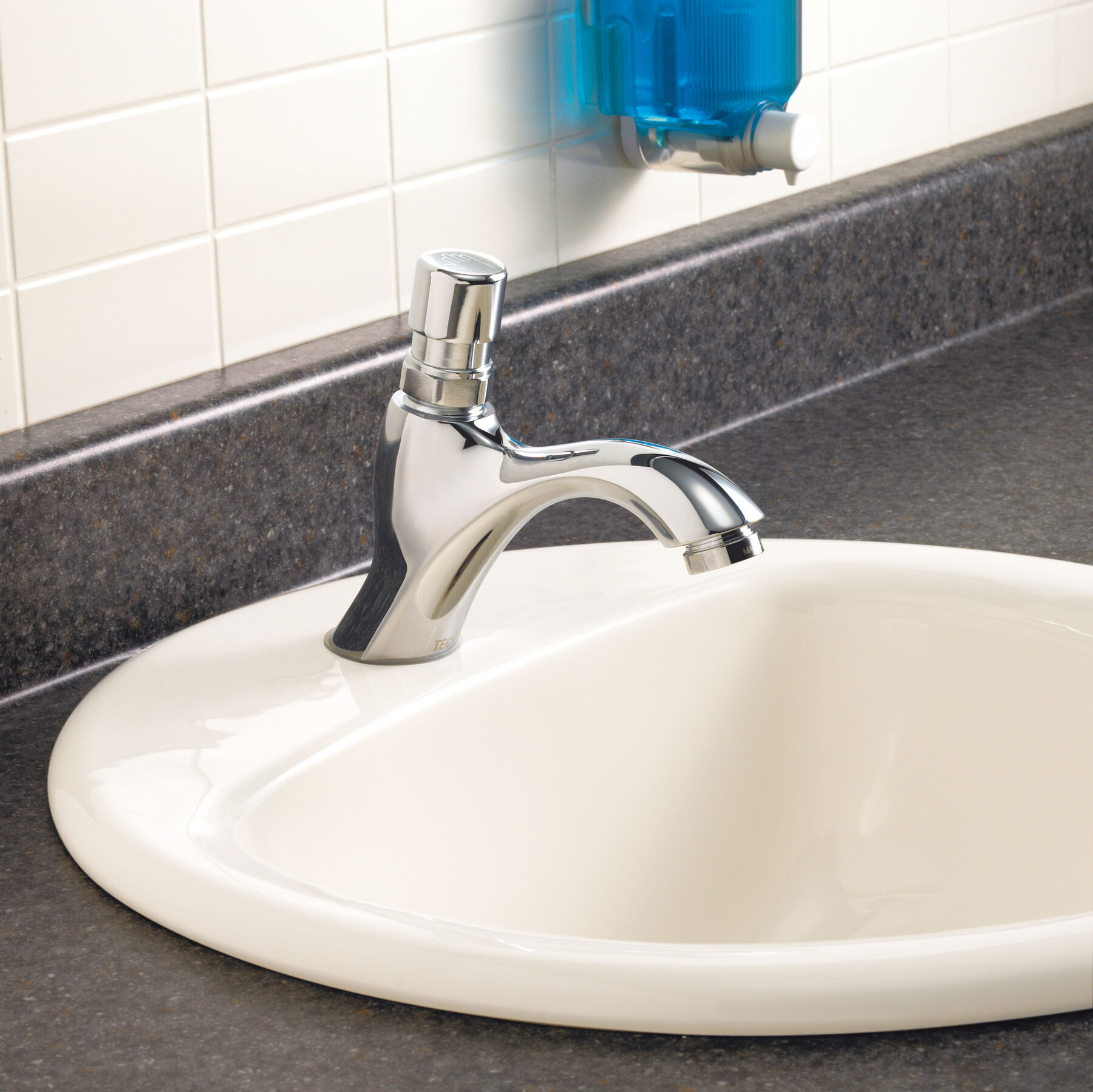Single Hole Metering Slow-Close Bathroom Faucet, image 1