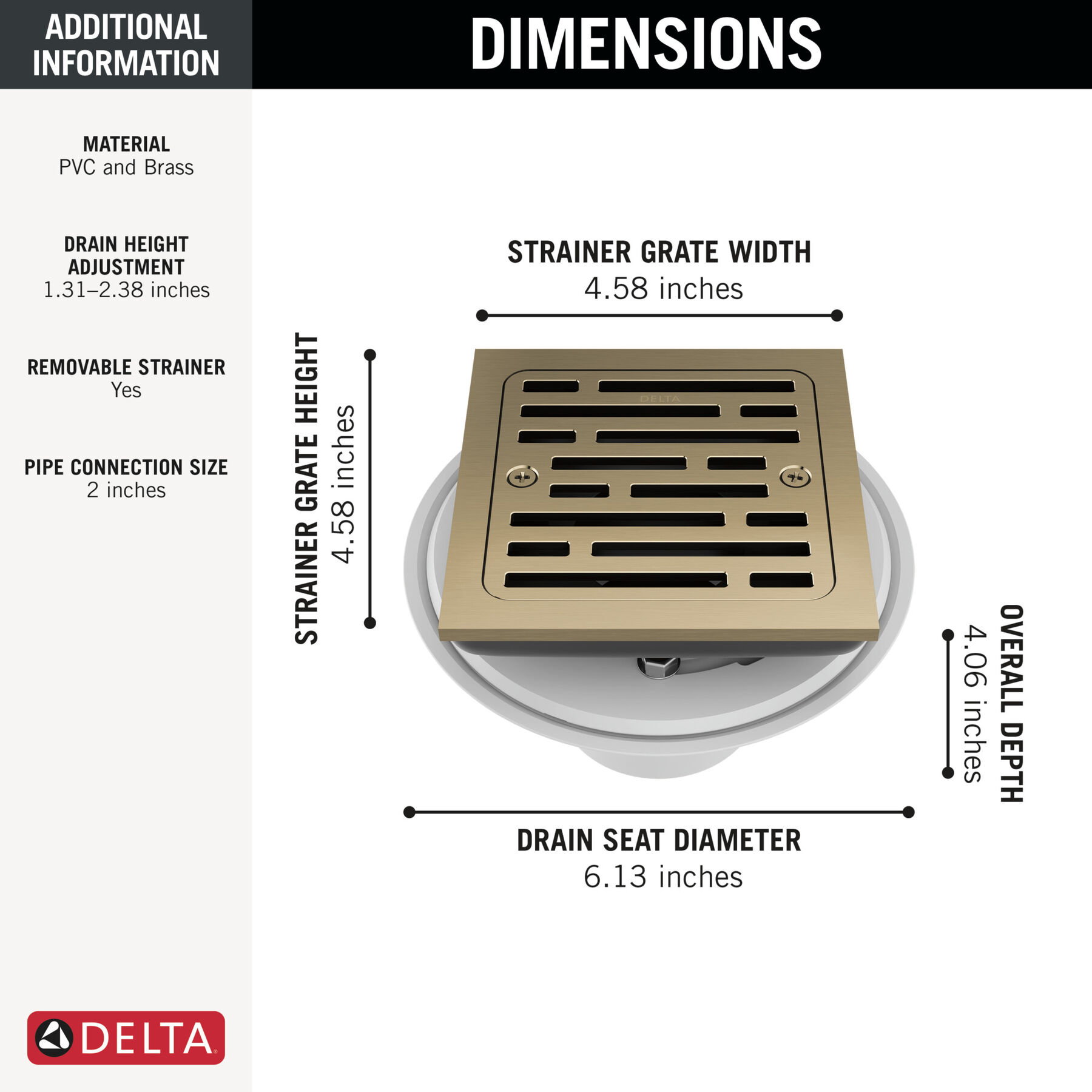4" Tile-In Square Shower Drain (Recertified), image 1