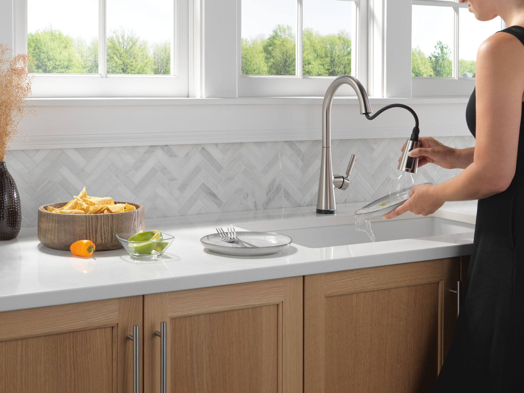 Llave para cocina monomando extensible con tecnologías Touch<sub>2</sub>O® y ShieldSpray®, imagen 5