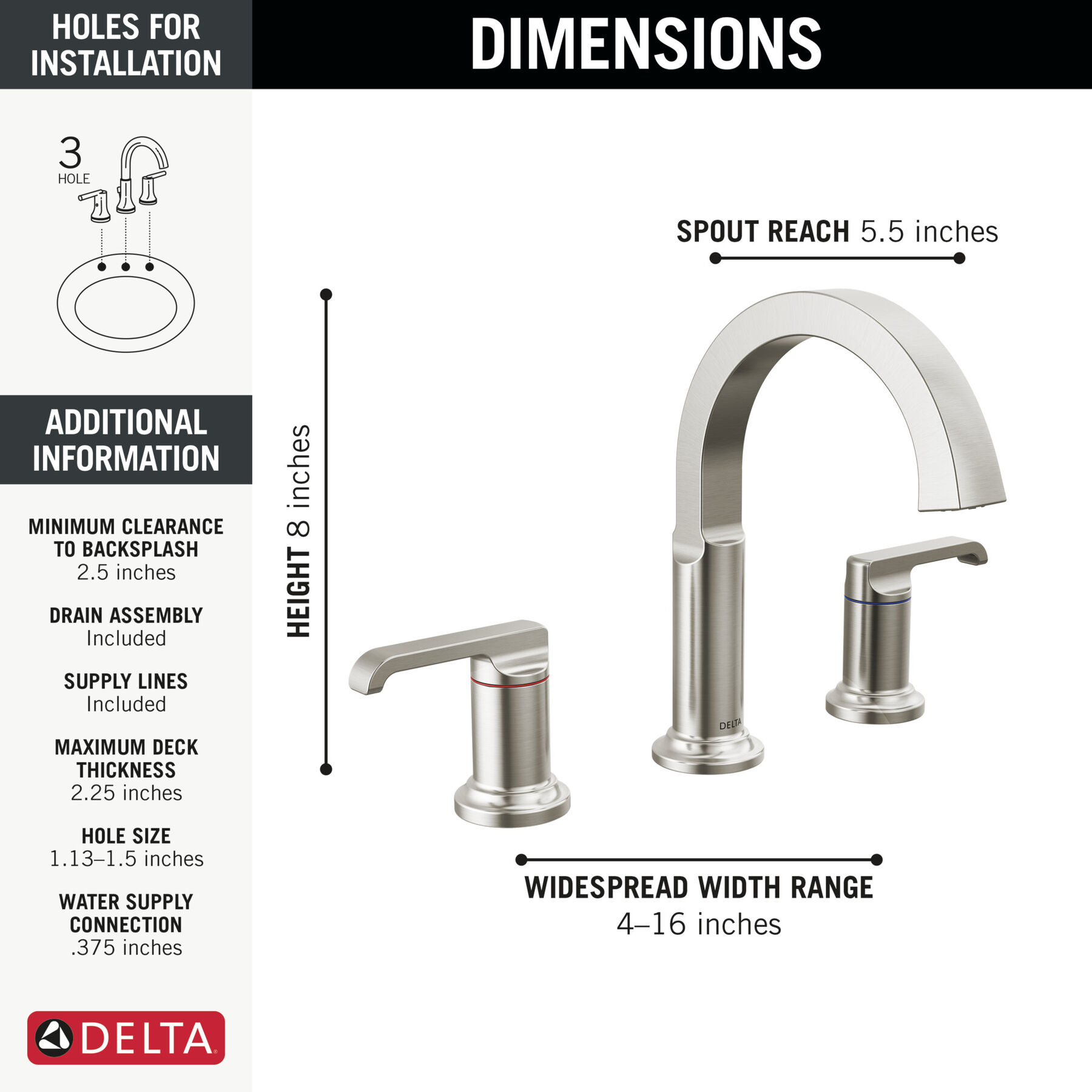Llave para baño de extensión con dos manijas (producto recertificado), imagen 1