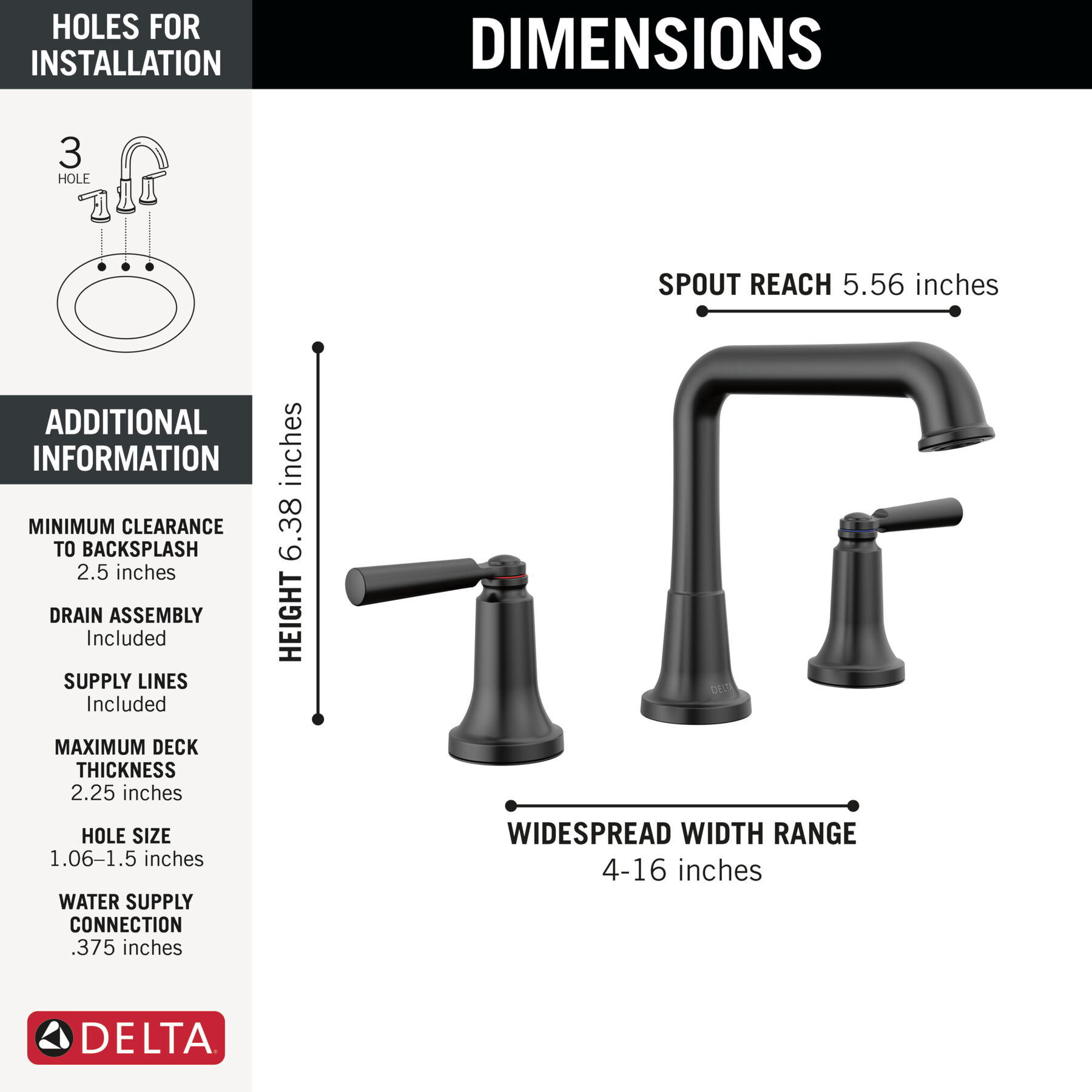 Llave para baño de extensión con dos manijas (producto recertificado), imagen 1